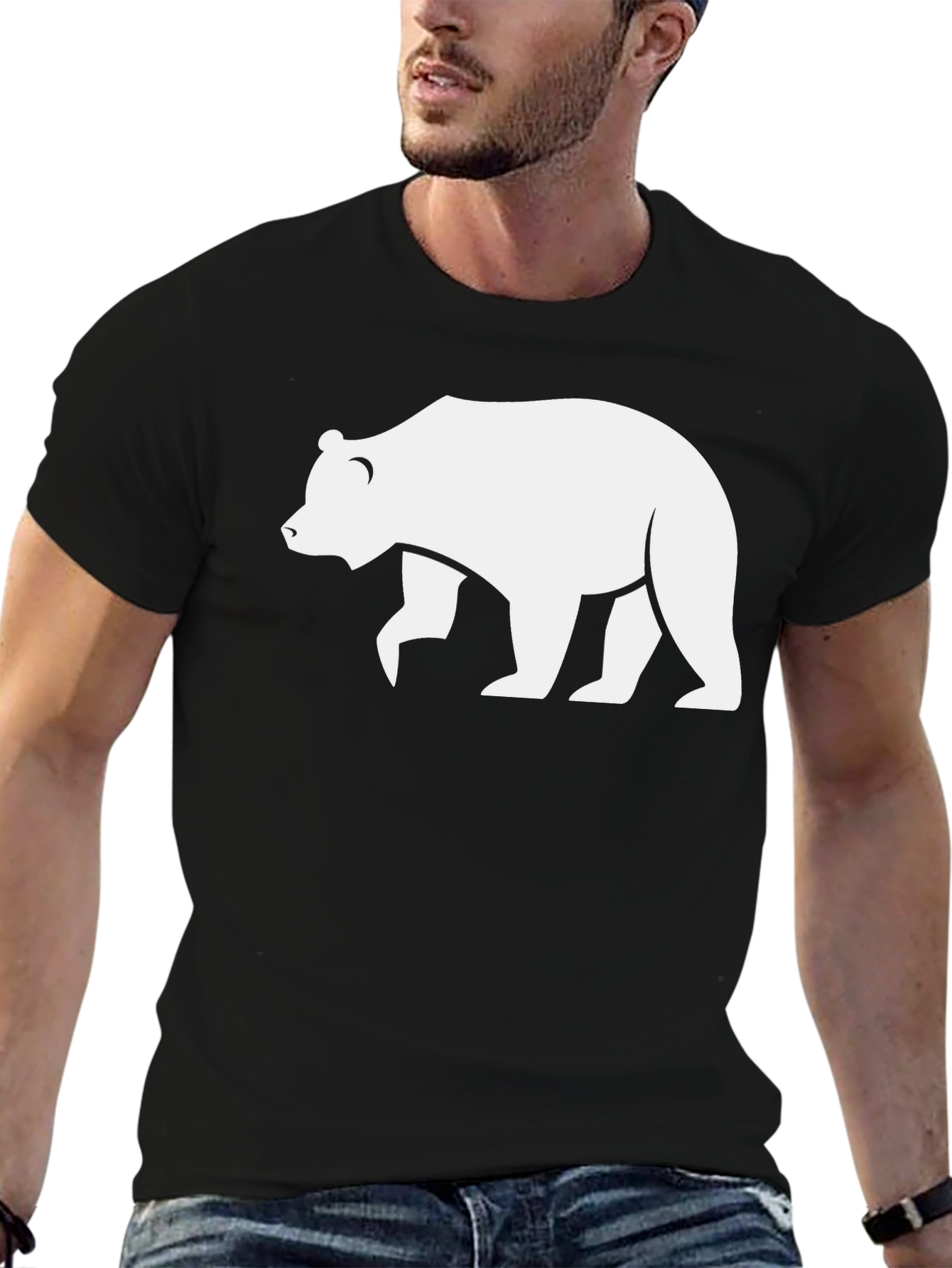 Bear Graphic Black T-Shirt - Casual Style