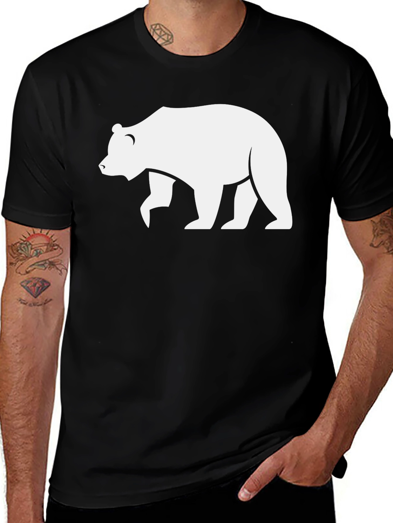 Bear Graphic Black T-Shirt - Casual Style