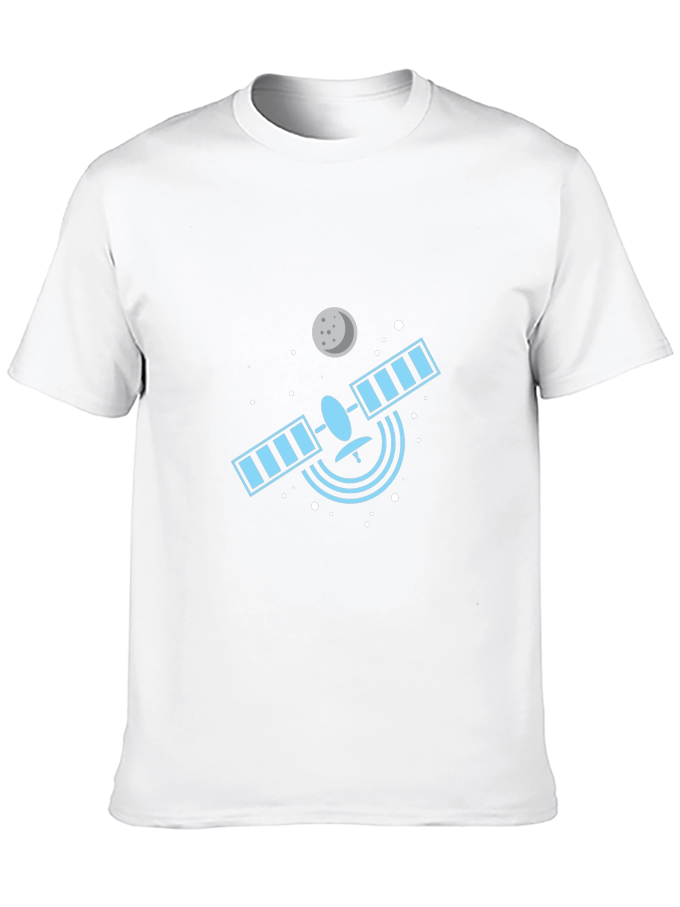 Space Satellite Graphic Tee - Black Cotton T-Shirt