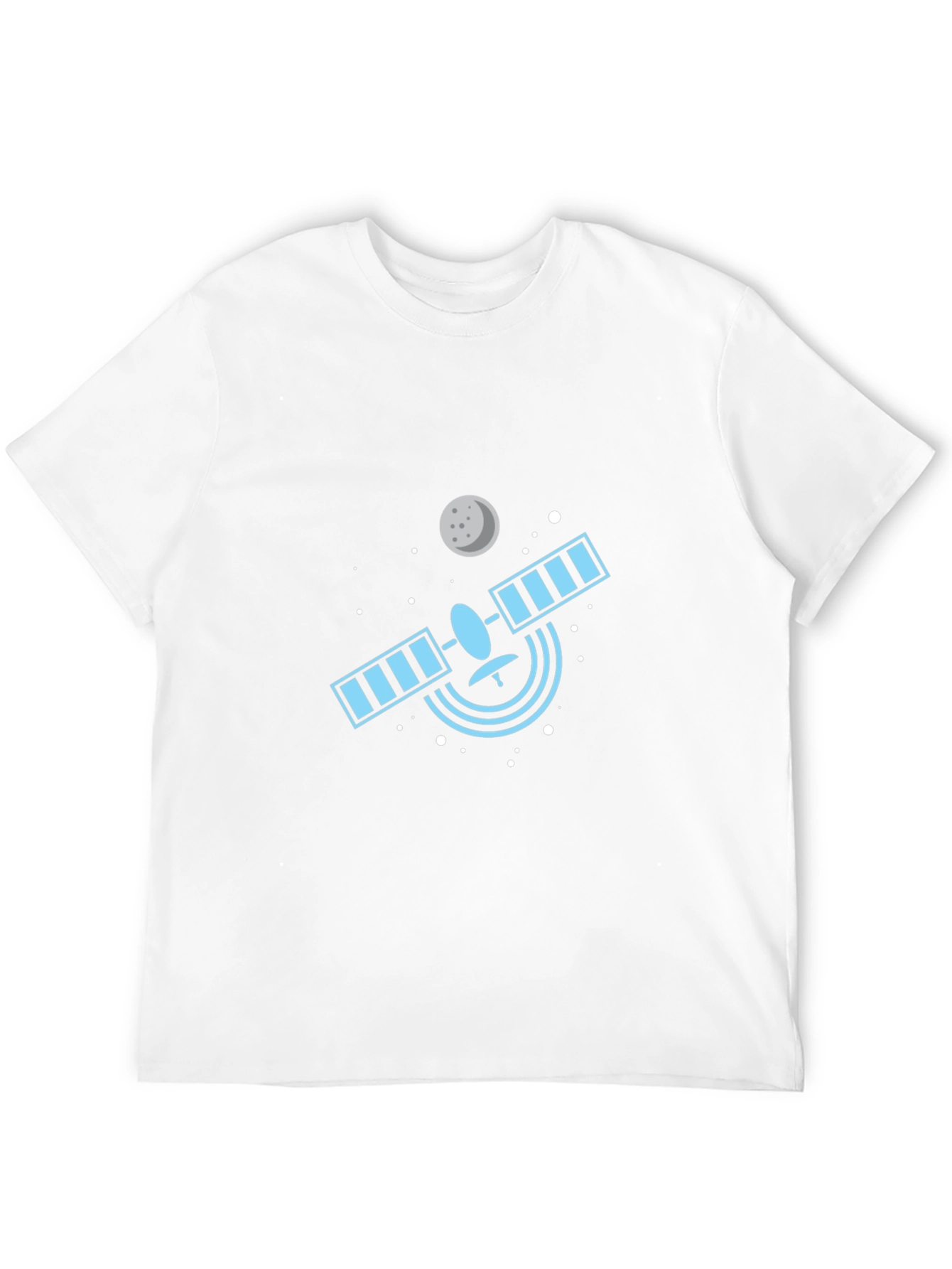 Space Satellite Graphic Tee - Black Cotton T-Shirt