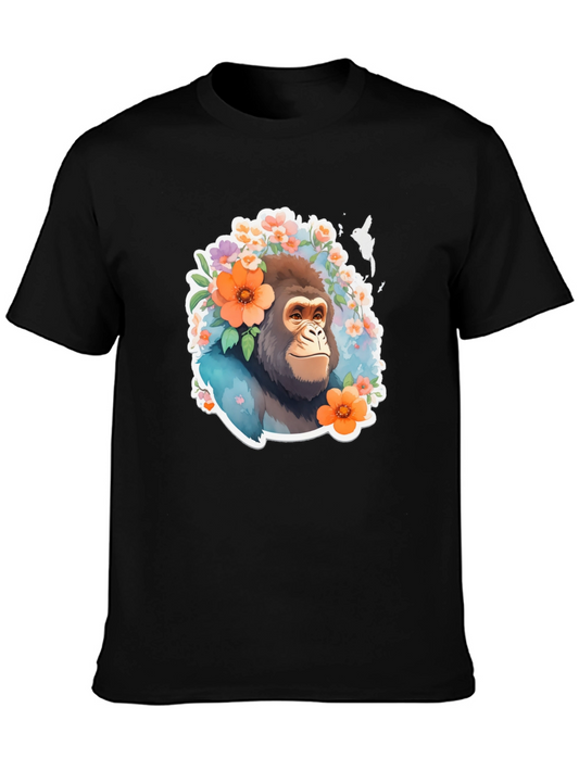 Floral Gorilla Graphic Tee - Nature Inspired Design
