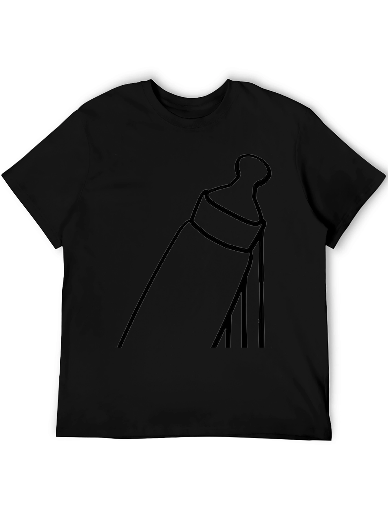 Mens Black T-Shirt with Bottle Graphic