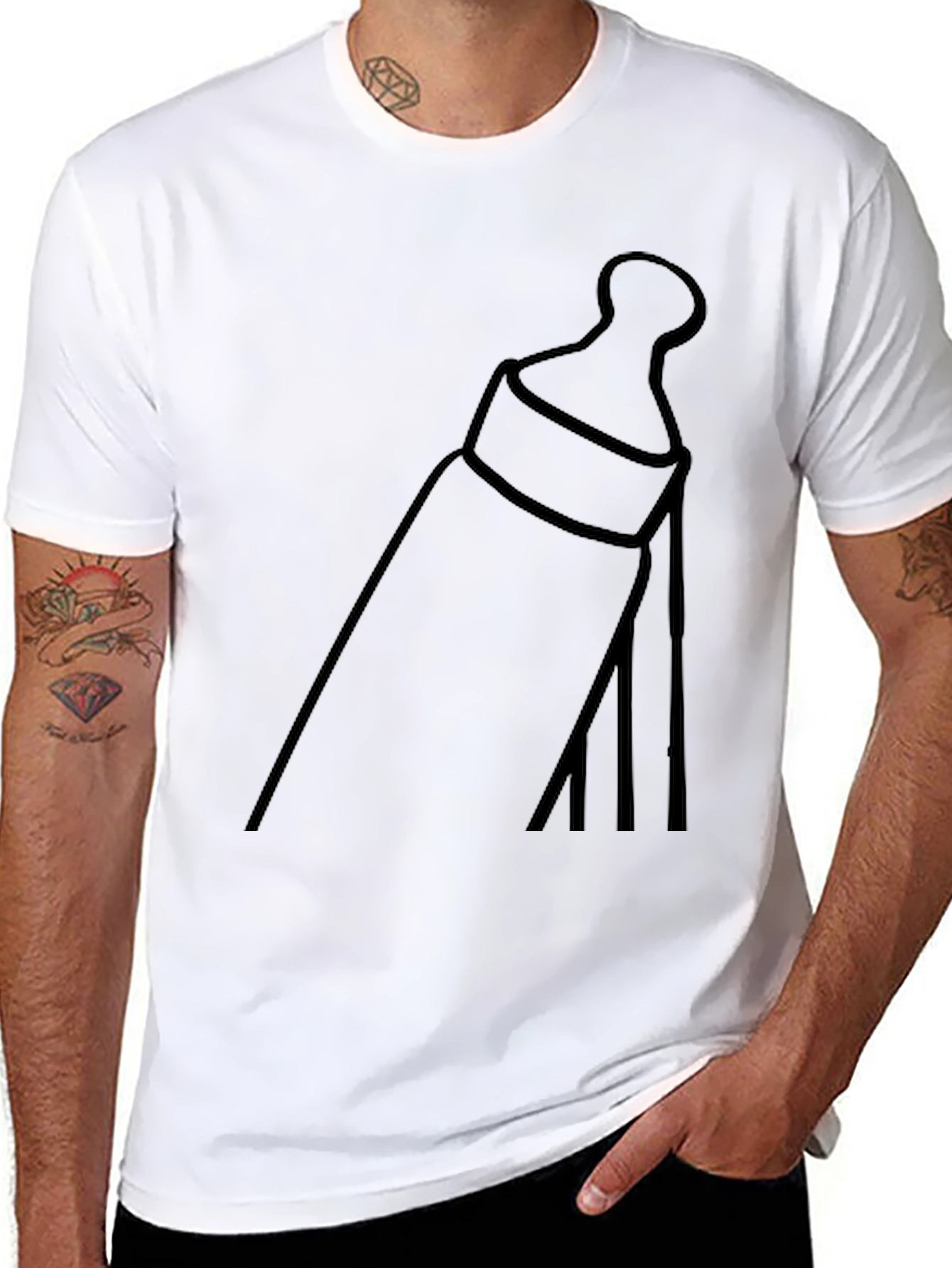 Mens Black T-Shirt with Bottle Graphic