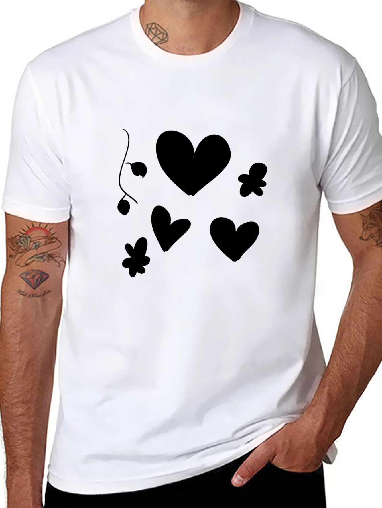 Black Hearts & Flowers Graphic Tee
