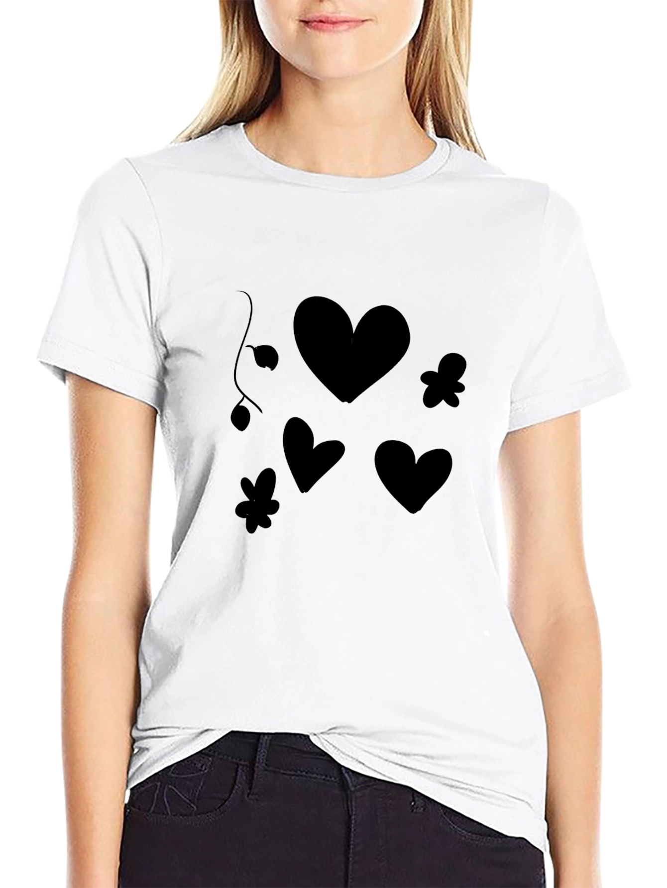 Black Hearts & Flowers Graphic Tee