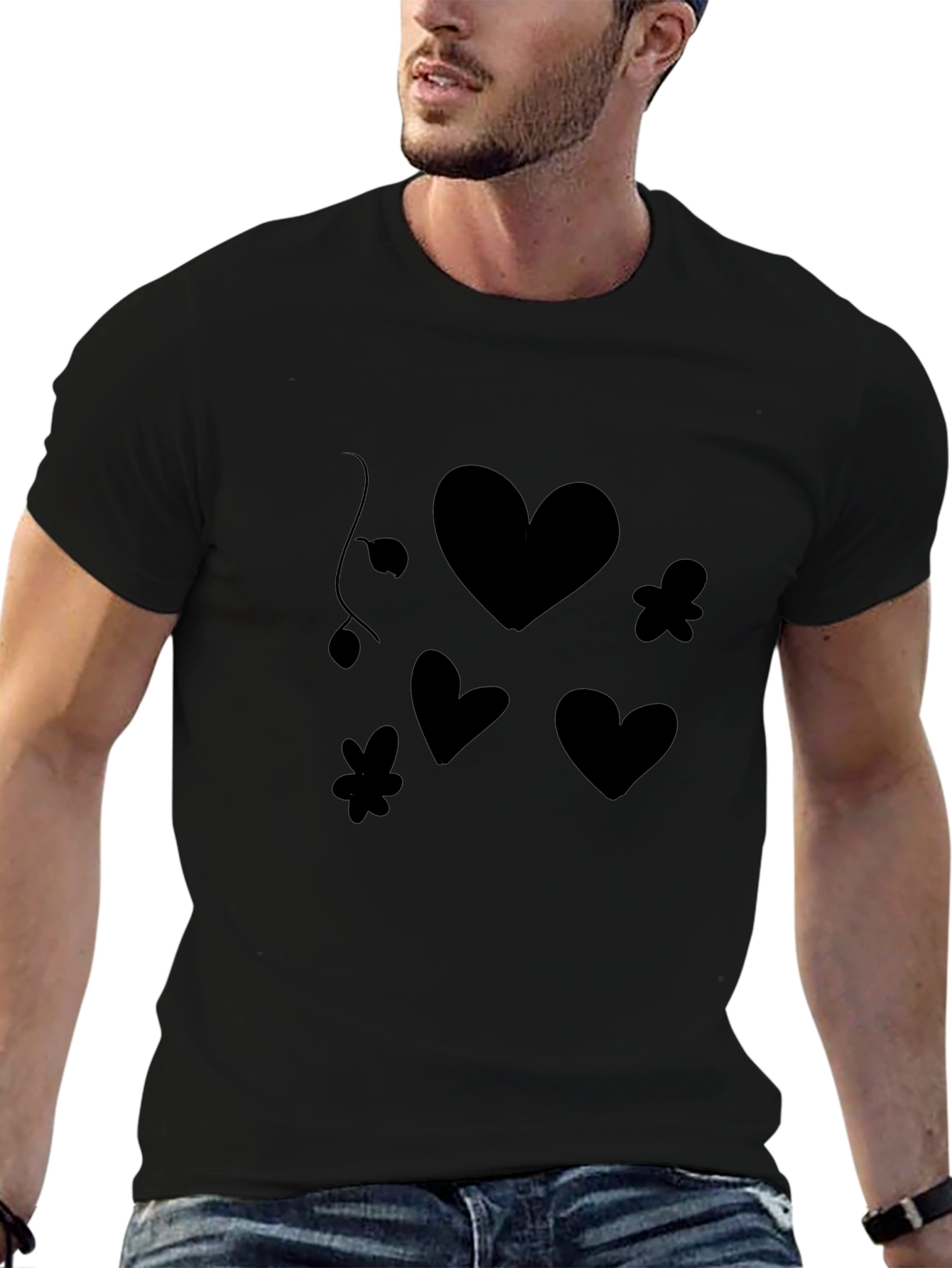 Black Hearts & Flowers Graphic Tee