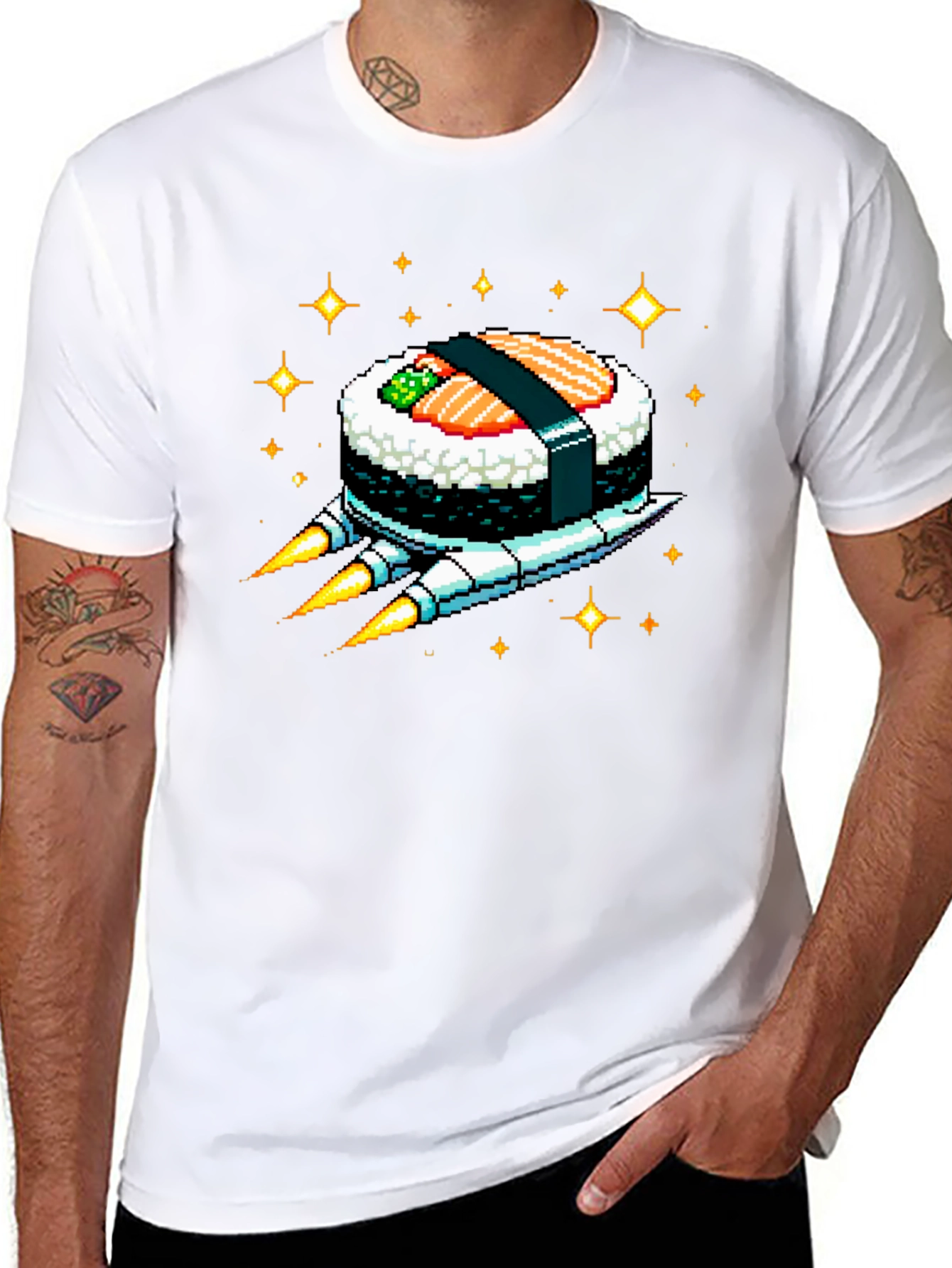 Sushi Rocket Graphic Tee - Black Cotton Blend