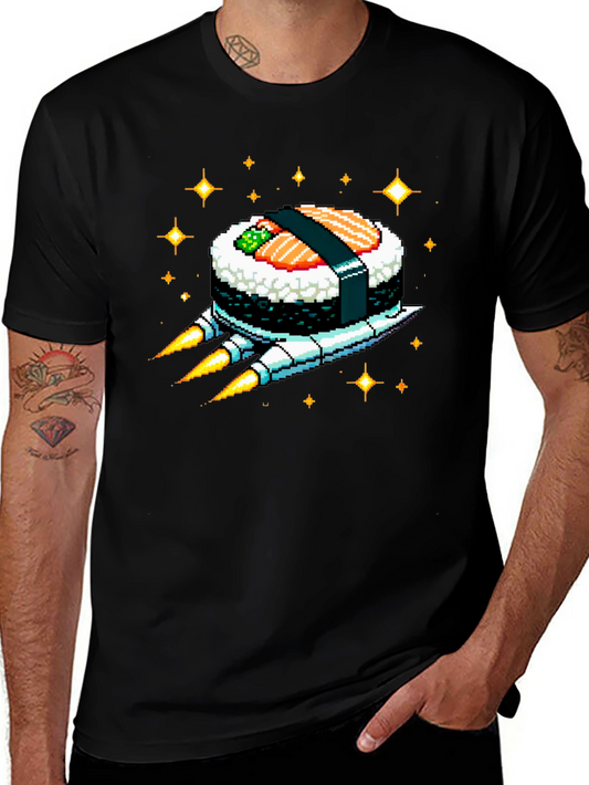 Sushi Rocket Graphic Tee - Black Cotton Blend