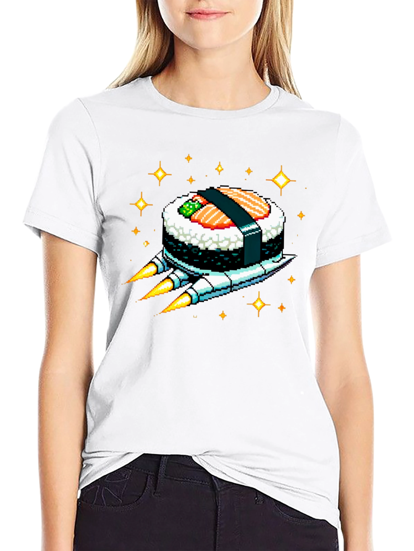 Sushi Rocket Graphic Tee - Black Cotton Blend