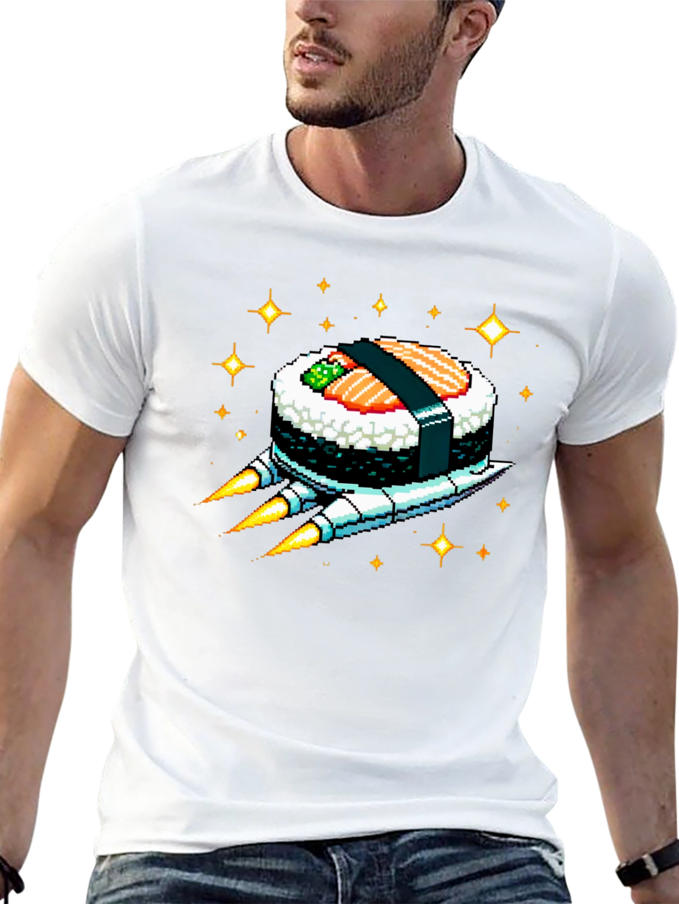 Sushi Rocket Graphic Tee - Black Cotton Blend