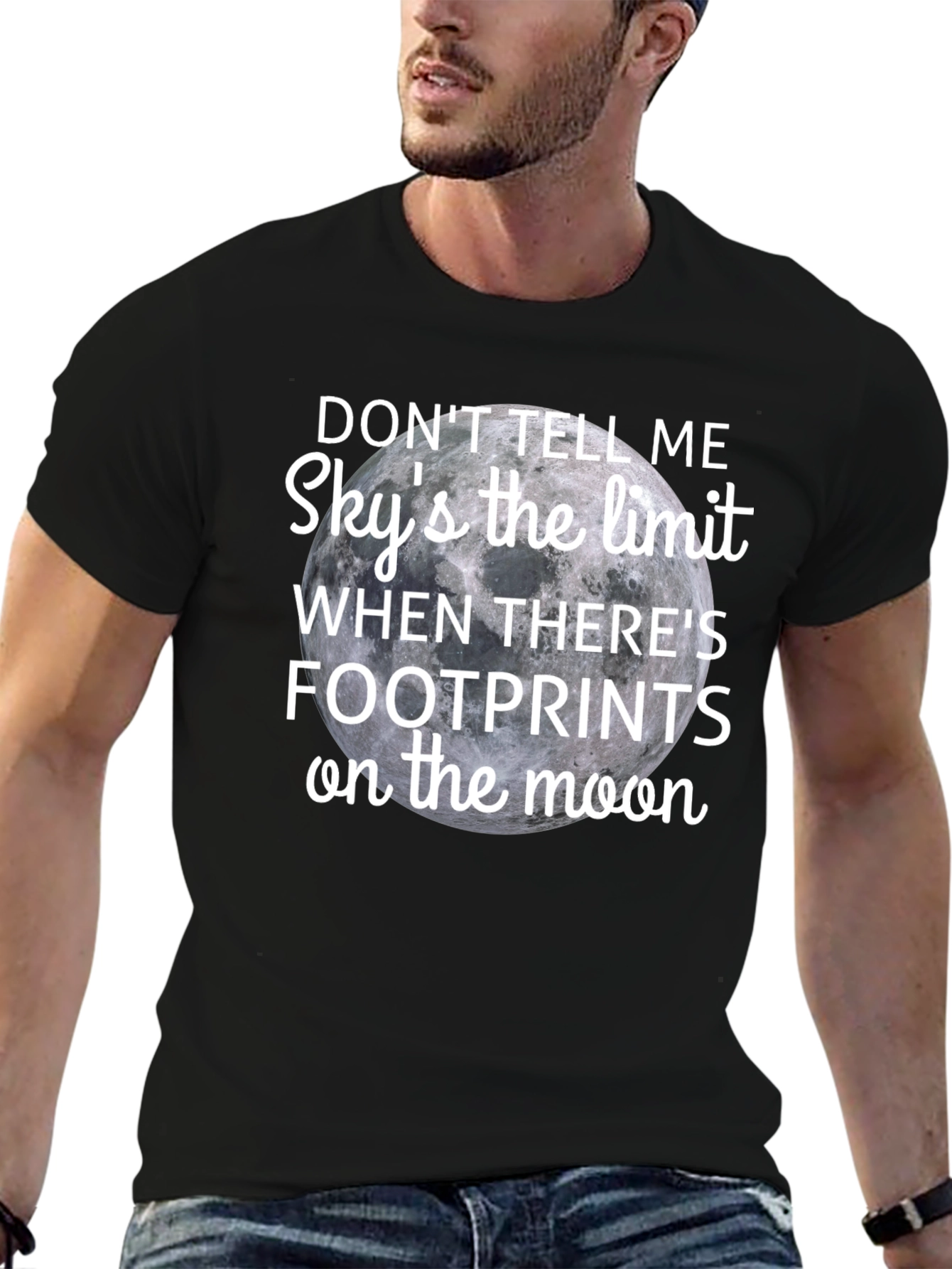 Moon Footprints T-Shirt - Skys the Limit Graphic Tee