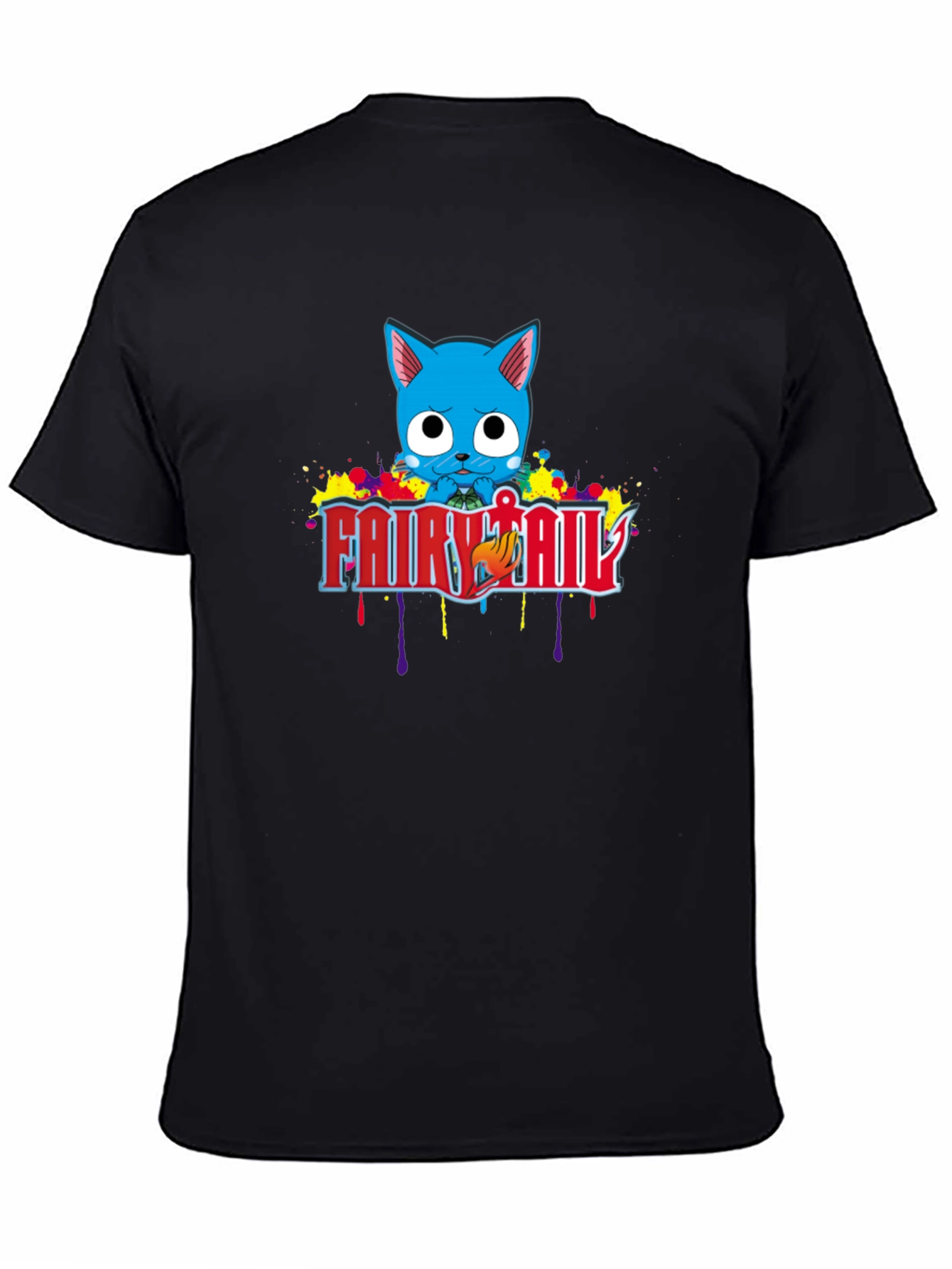 Fairy Tail Happy Anime T-Shirt - Black