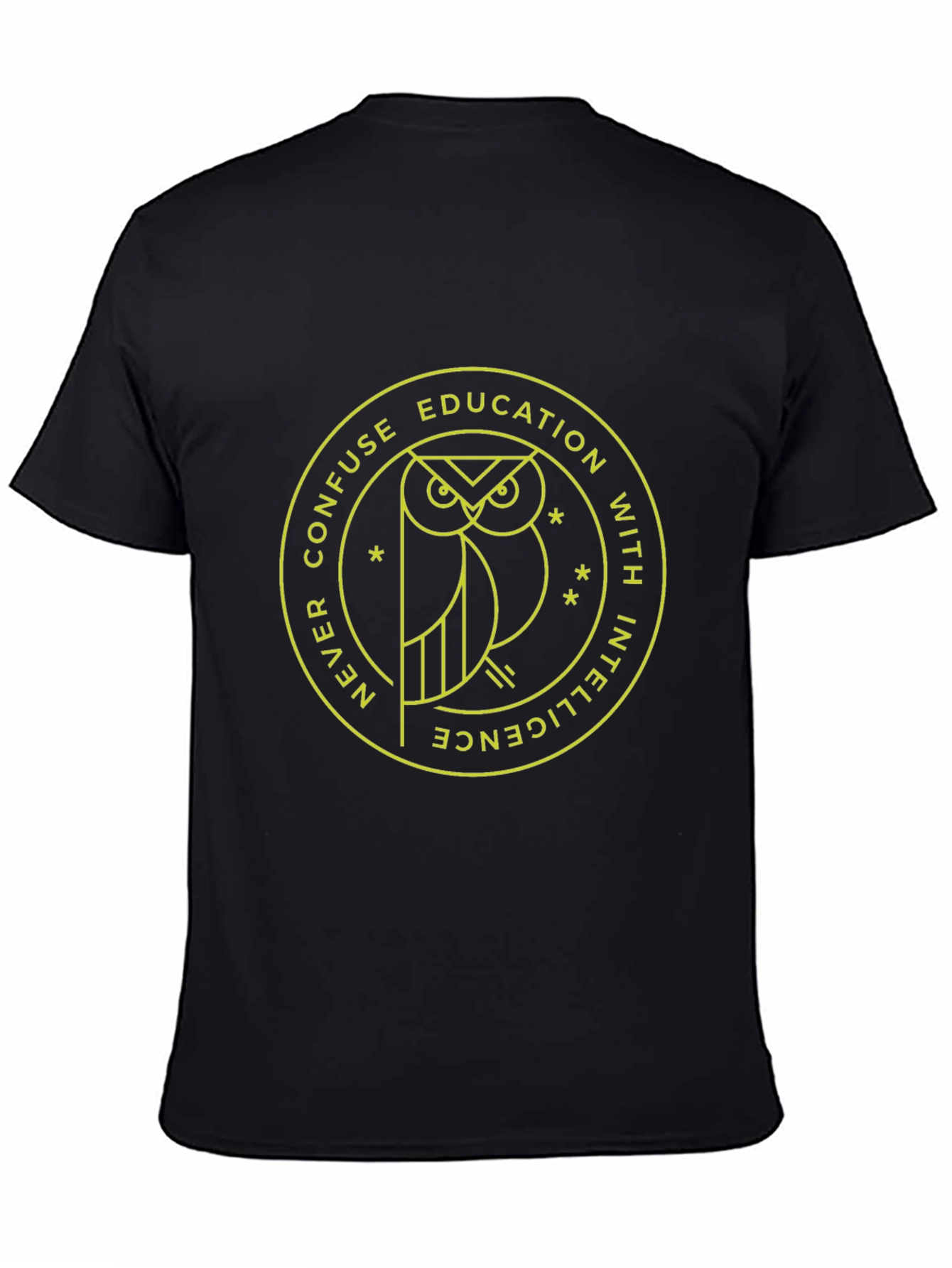 Education vs Intelligence Owl Graphic Tee - Black