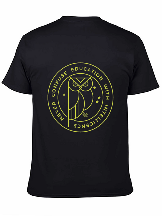 Education vs Intelligence Owl Graphic Tee - Black