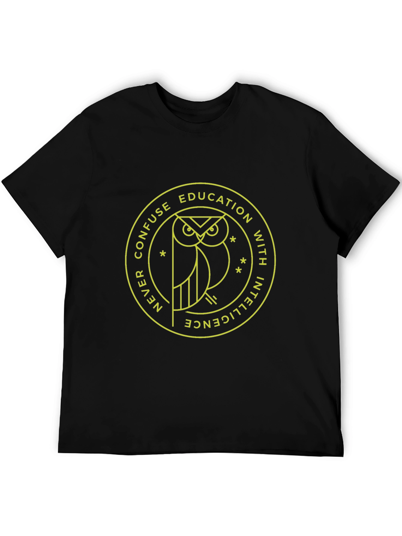 Education vs Intelligence Owl Graphic Tee - Black