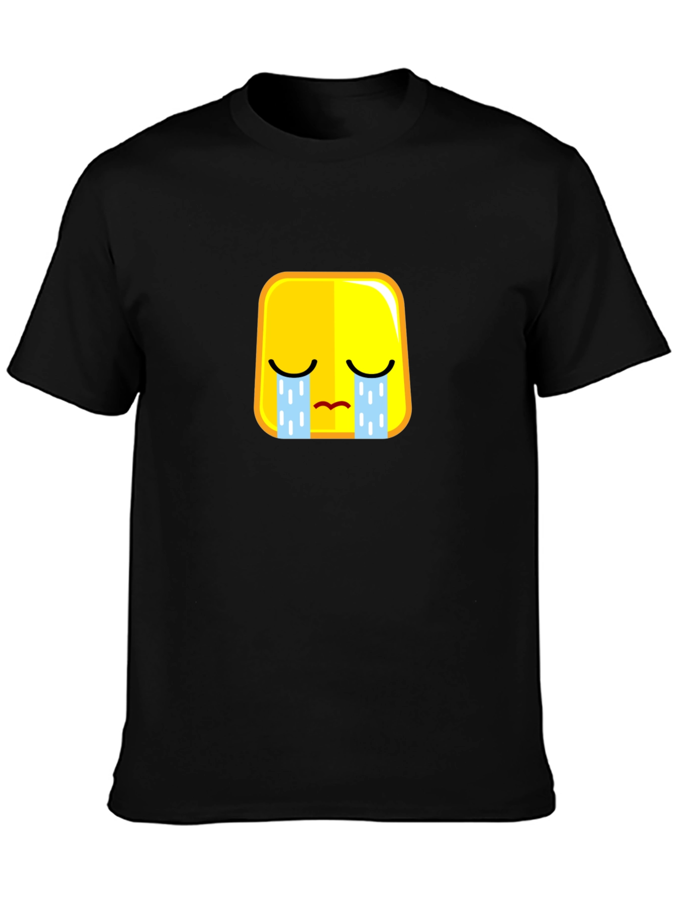 Sad Emoji Black T-Shirt - Express Yourself!