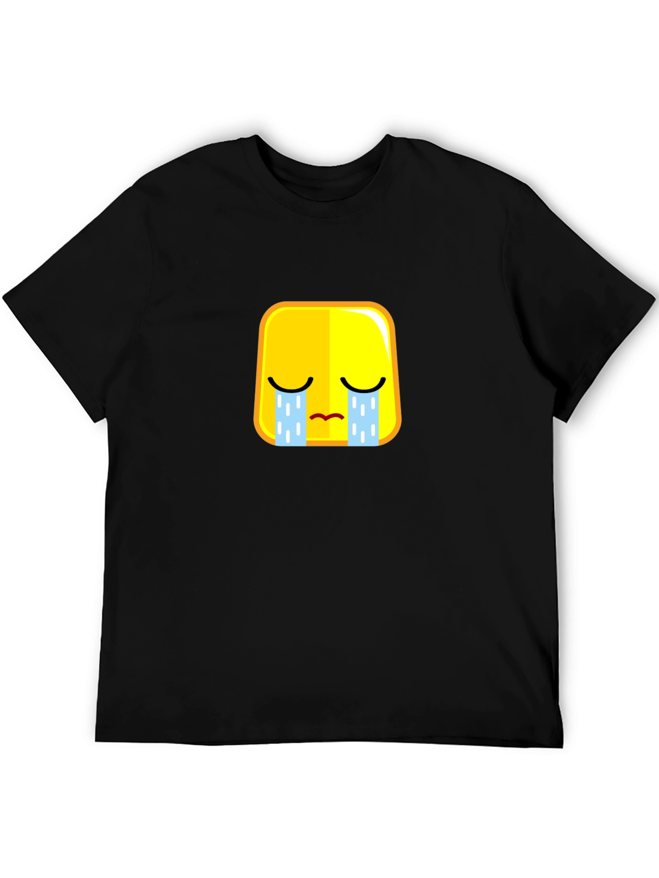 Sad Emoji Black T-Shirt - Express Yourself!