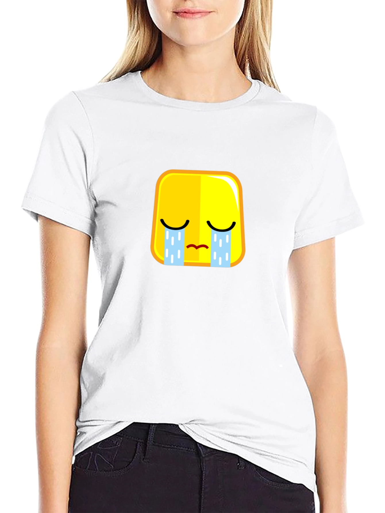 Sad Emoji Black T-Shirt - Express Yourself!