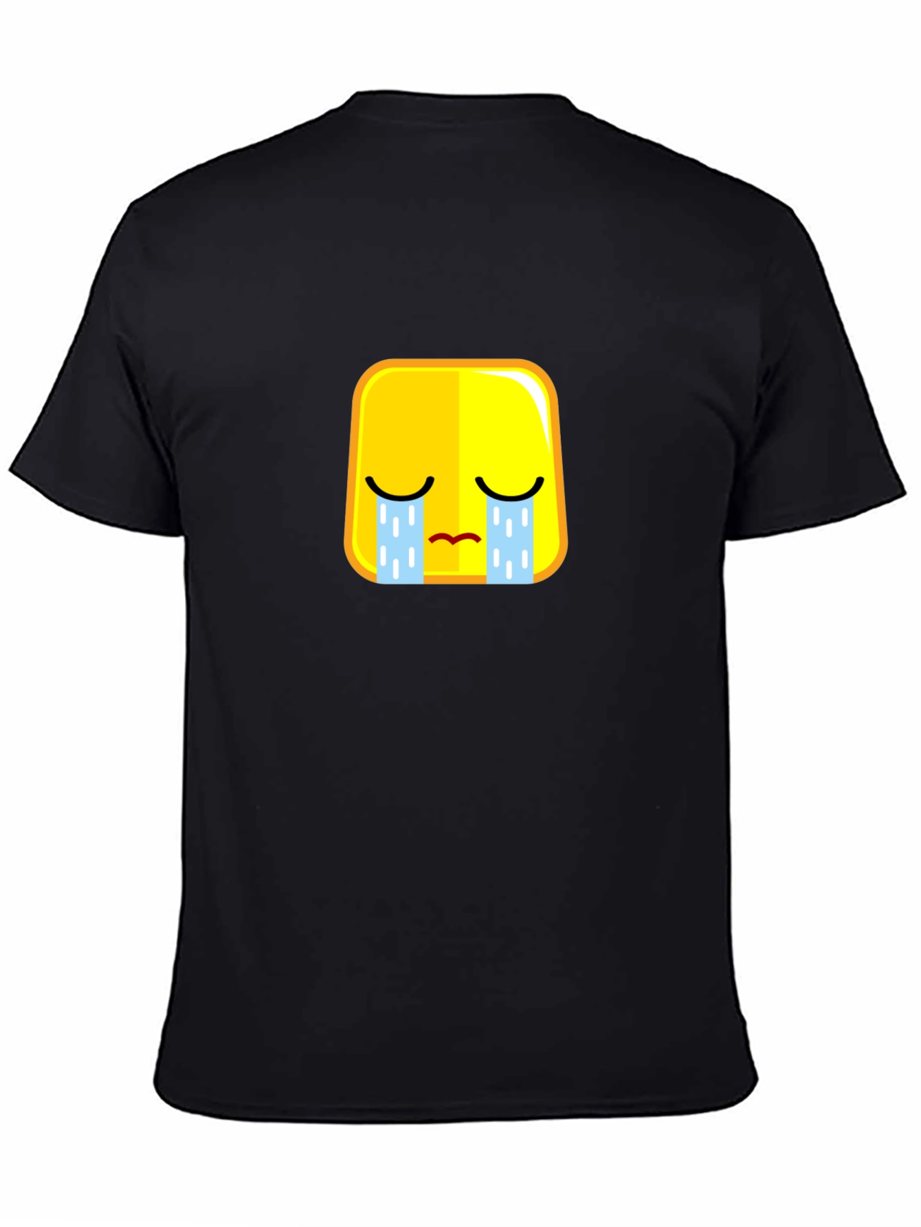 Sad Emoji Black T-Shirt - Express Yourself!