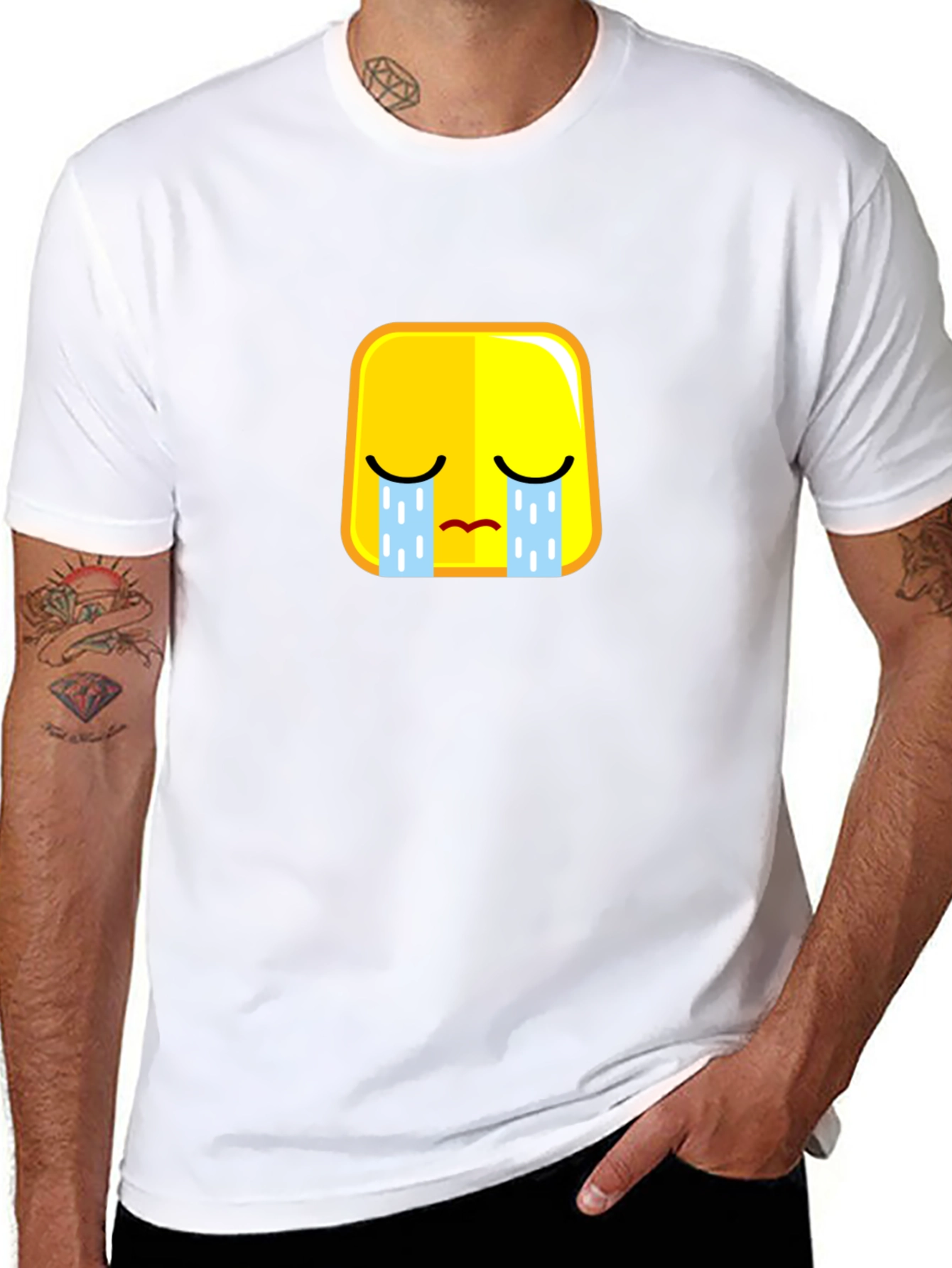 Sad Emoji Black T-Shirt - Express Yourself!
