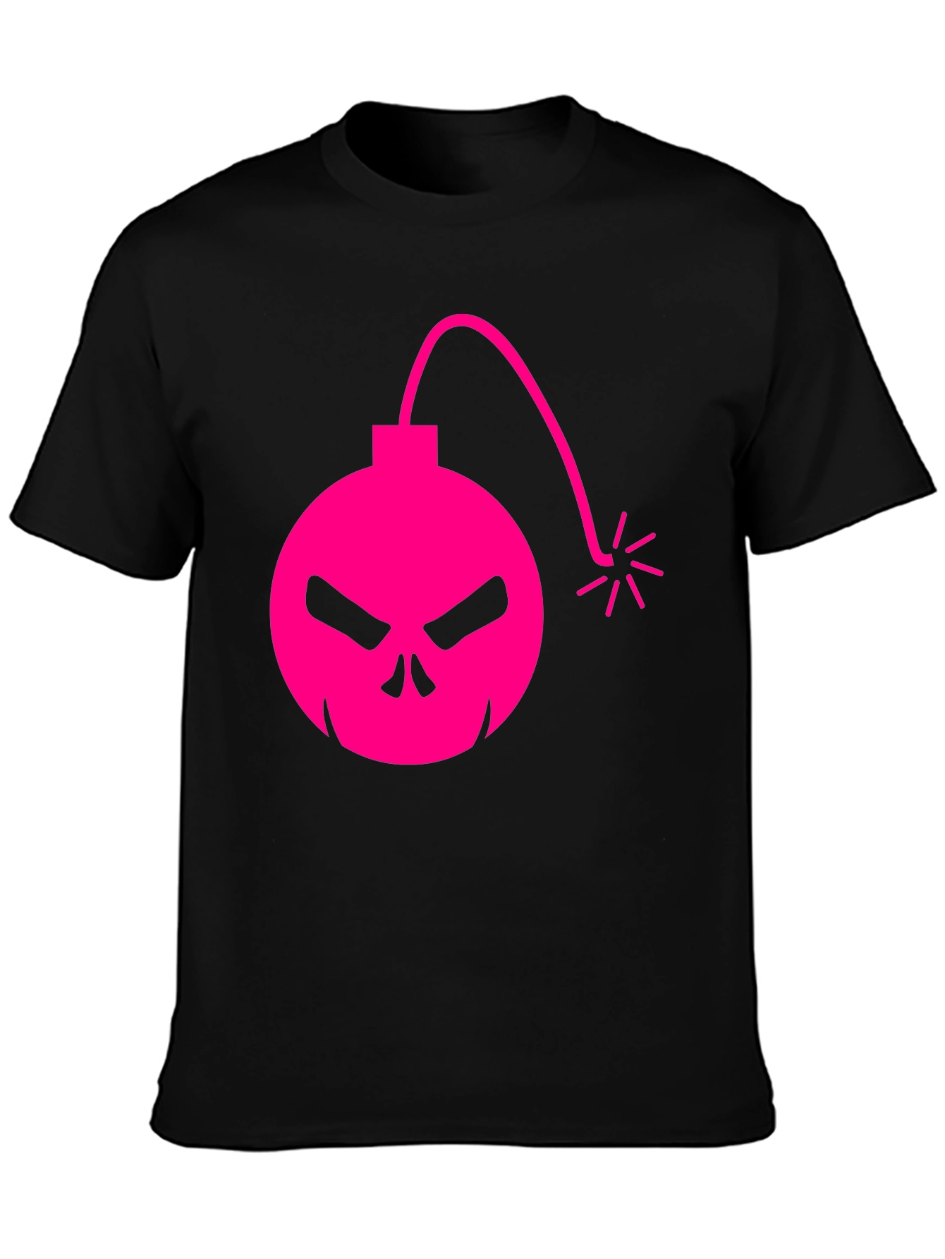 Skull Bomb Graphic Tee - Bold Pink Design