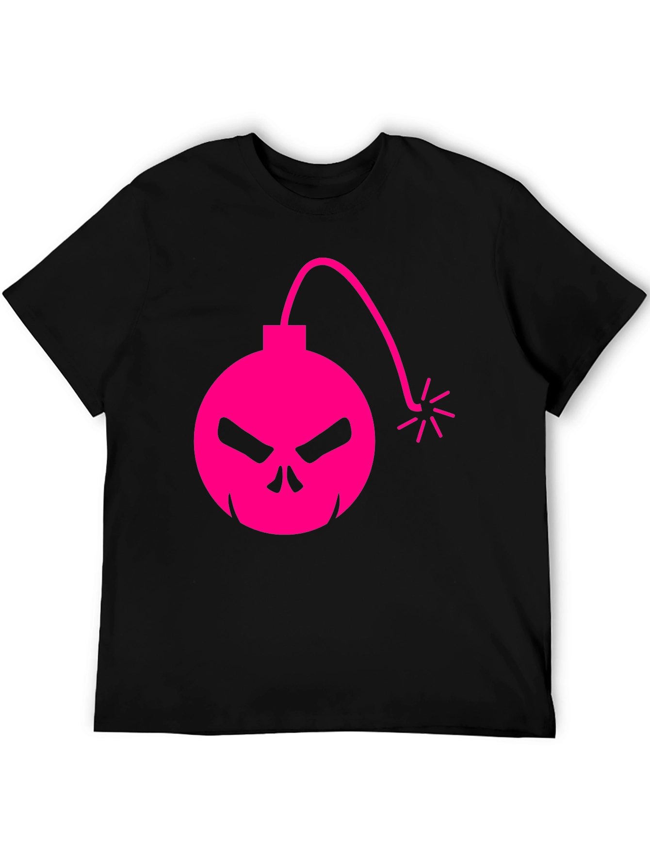 Skull Bomb Graphic Tee - Bold Pink Design