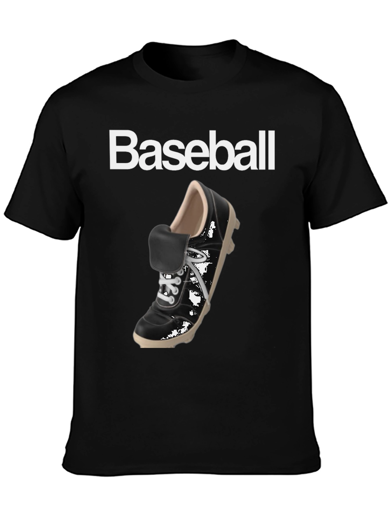 Baseball Shoe Graphic Tee - Black Cotton T-Shirt