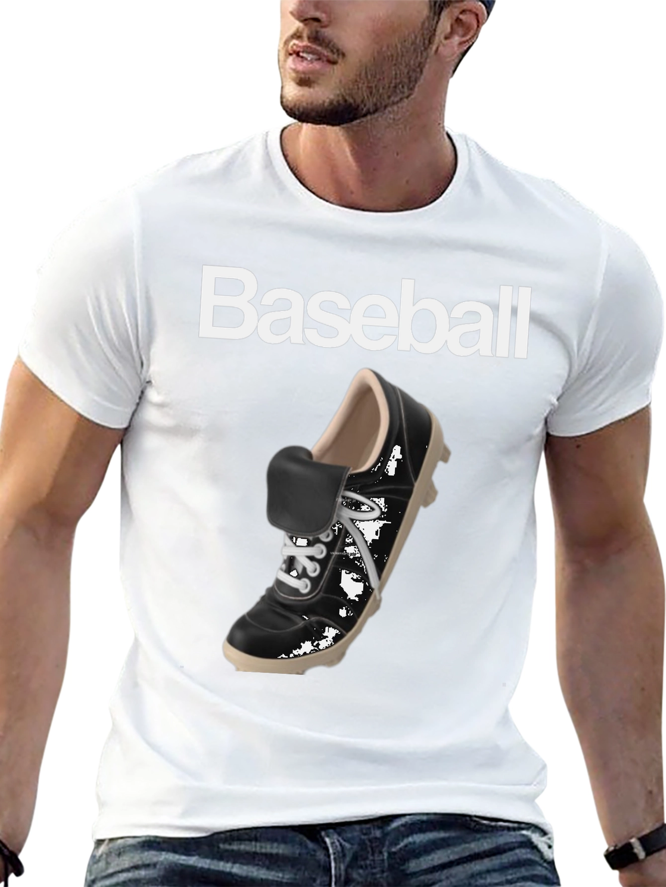 Baseball Shoe Graphic Tee - Black Cotton T-Shirt