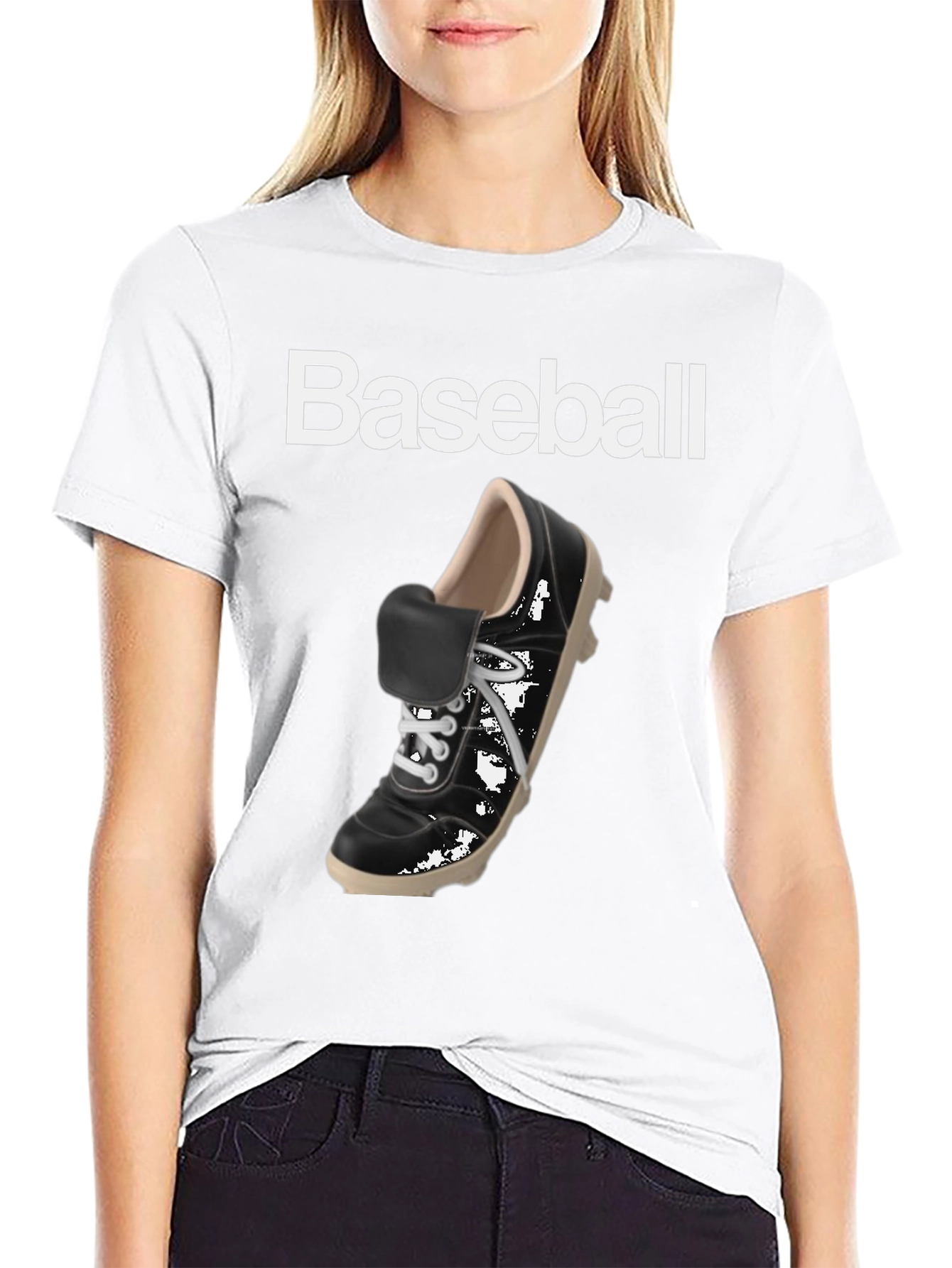 Baseball Shoe Graphic Tee - Black Cotton T-Shirt