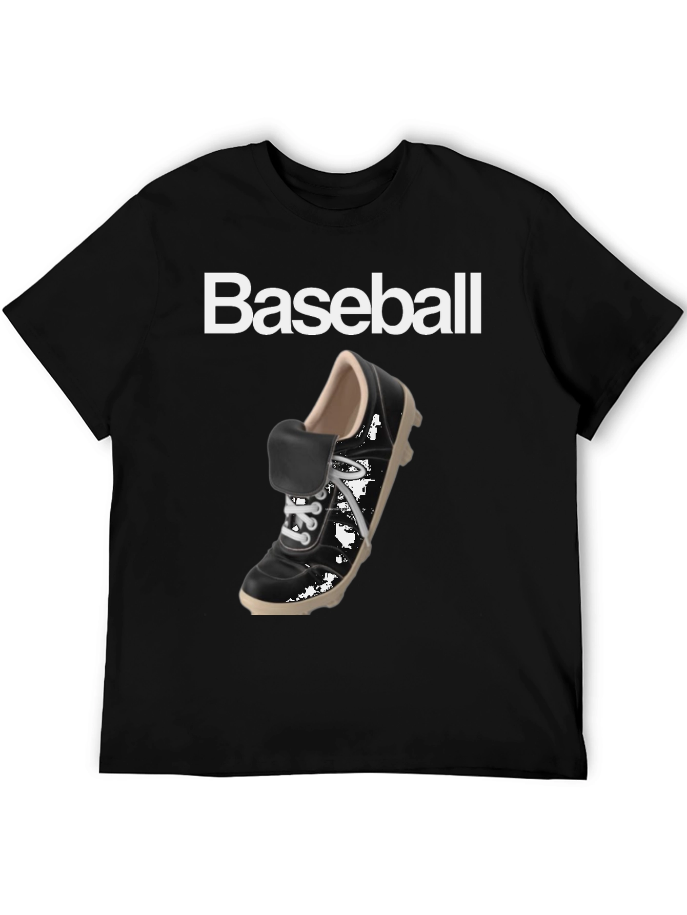 Baseball Shoe Graphic Tee - Black Cotton T-Shirt