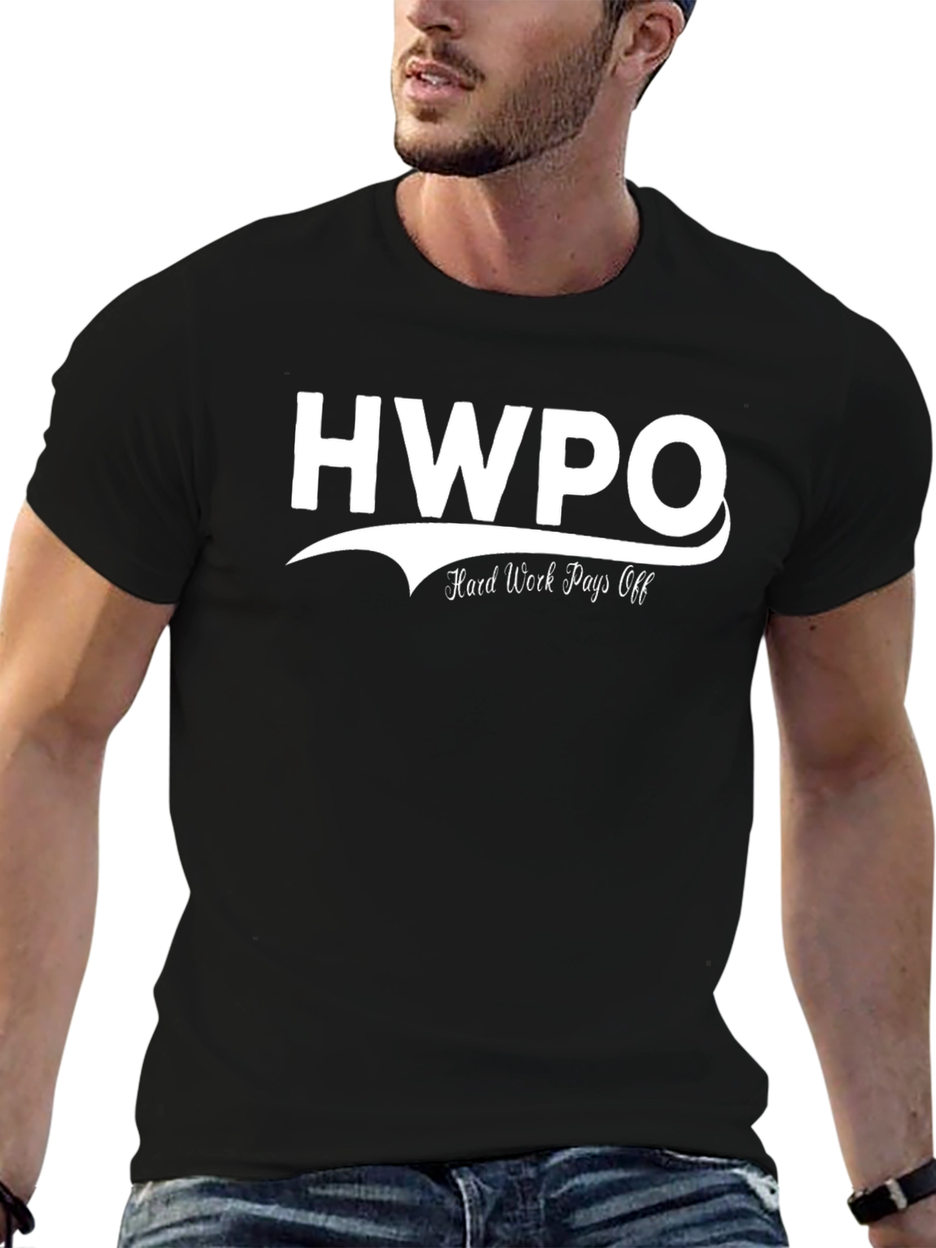 HWPO Hard Work Pays Off Black Graphic T-Shirt