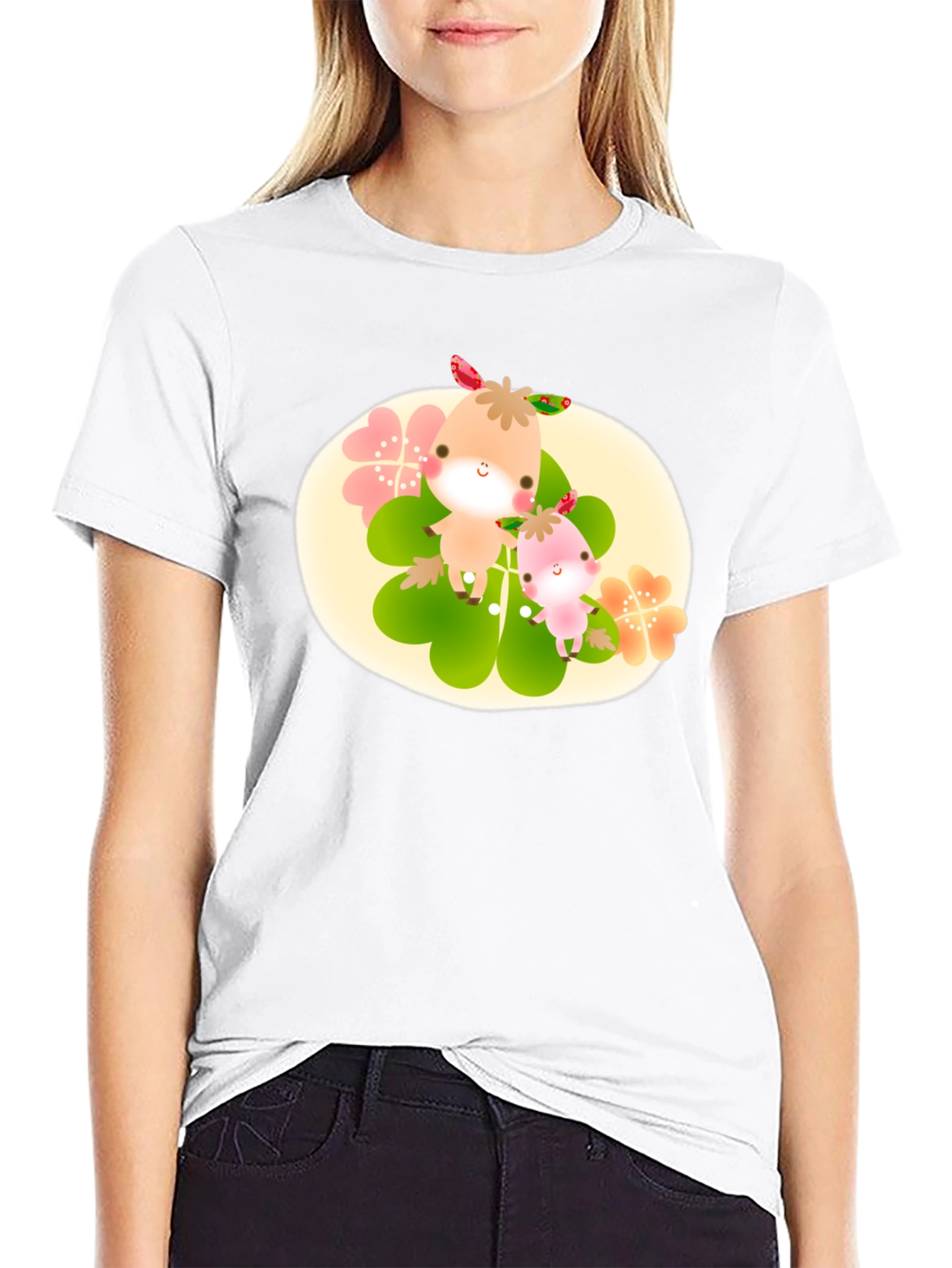 Cute Cartoon Graphic Print Black T-Shirt