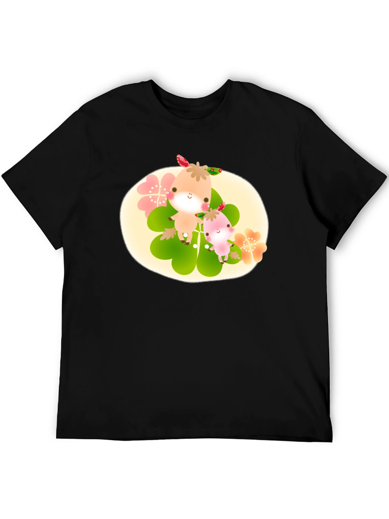 Cute Cartoon Graphic Print Black T-Shirt