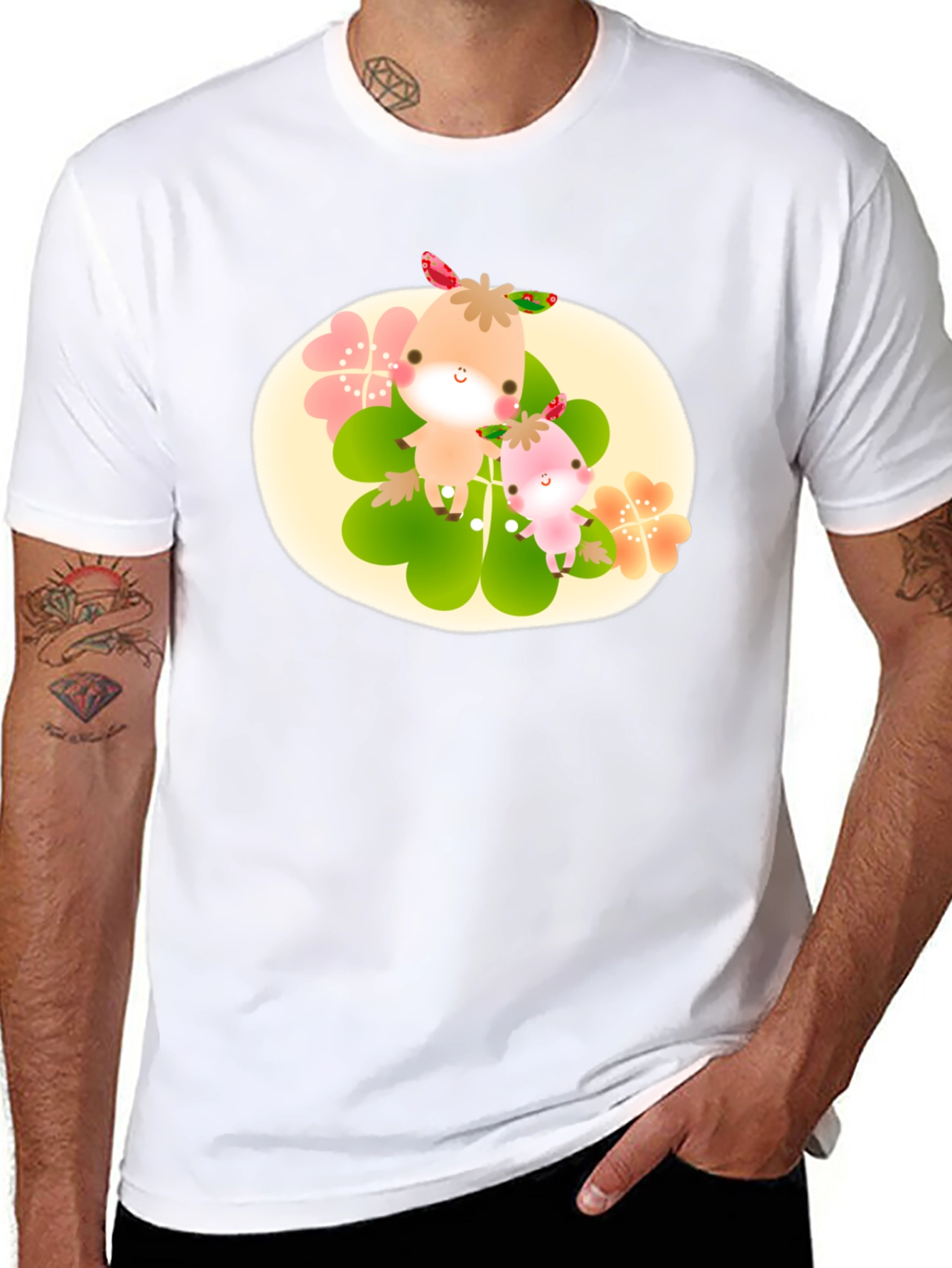 Cute Cartoon Graphic Print Black T-Shirt