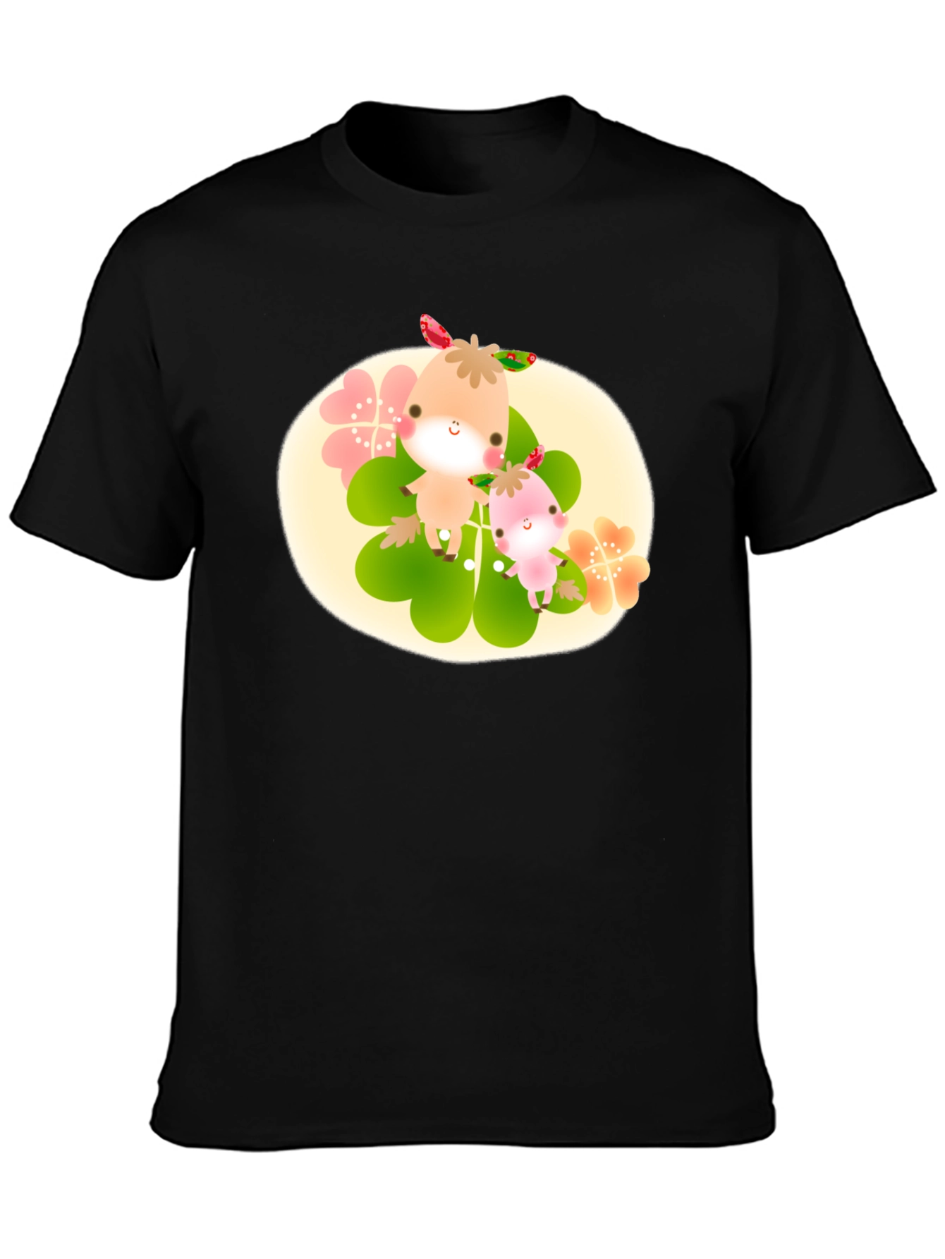 Cute Cartoon Graphic Print Black T-Shirt