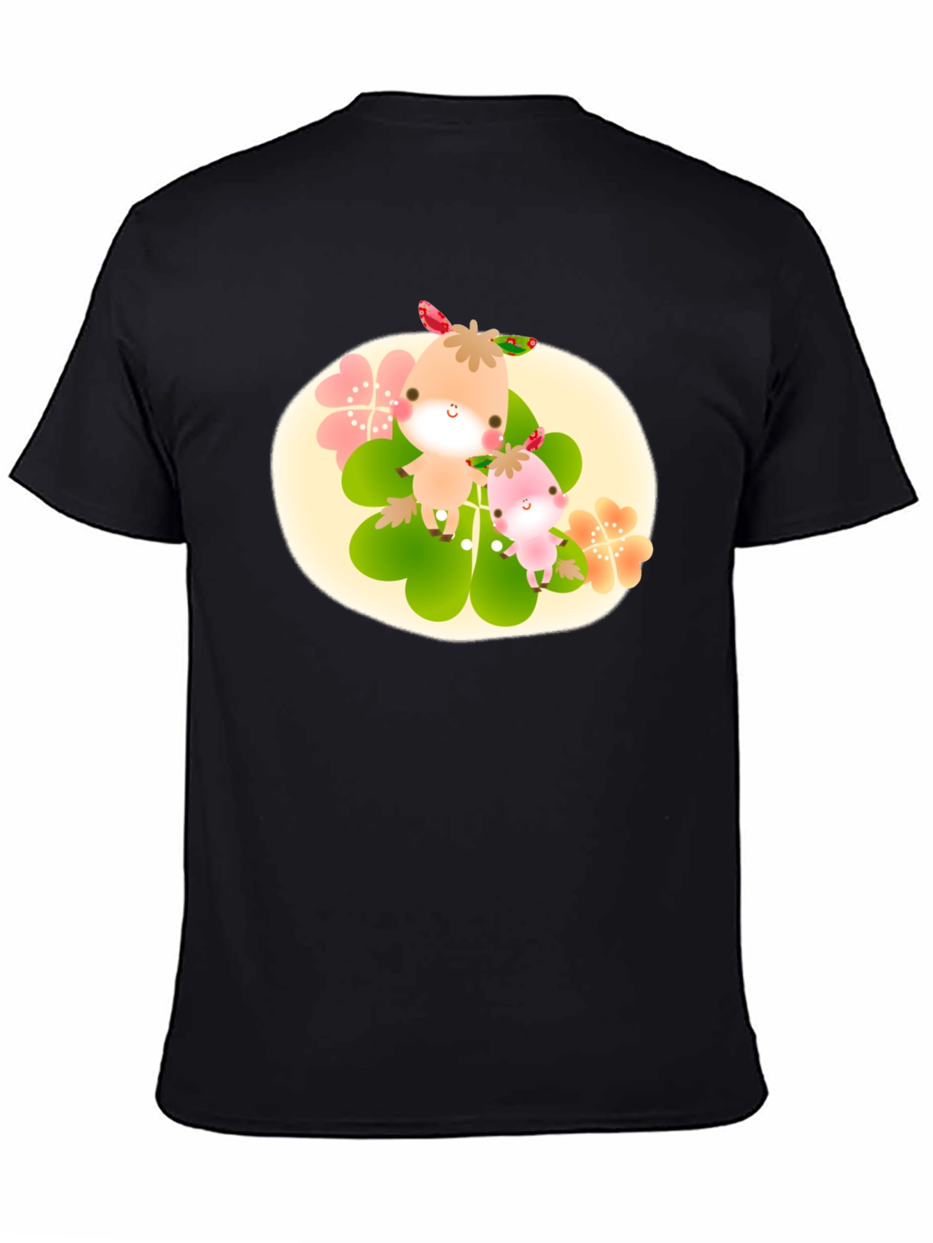 Cute Cartoon Graphic Print Black T-Shirt