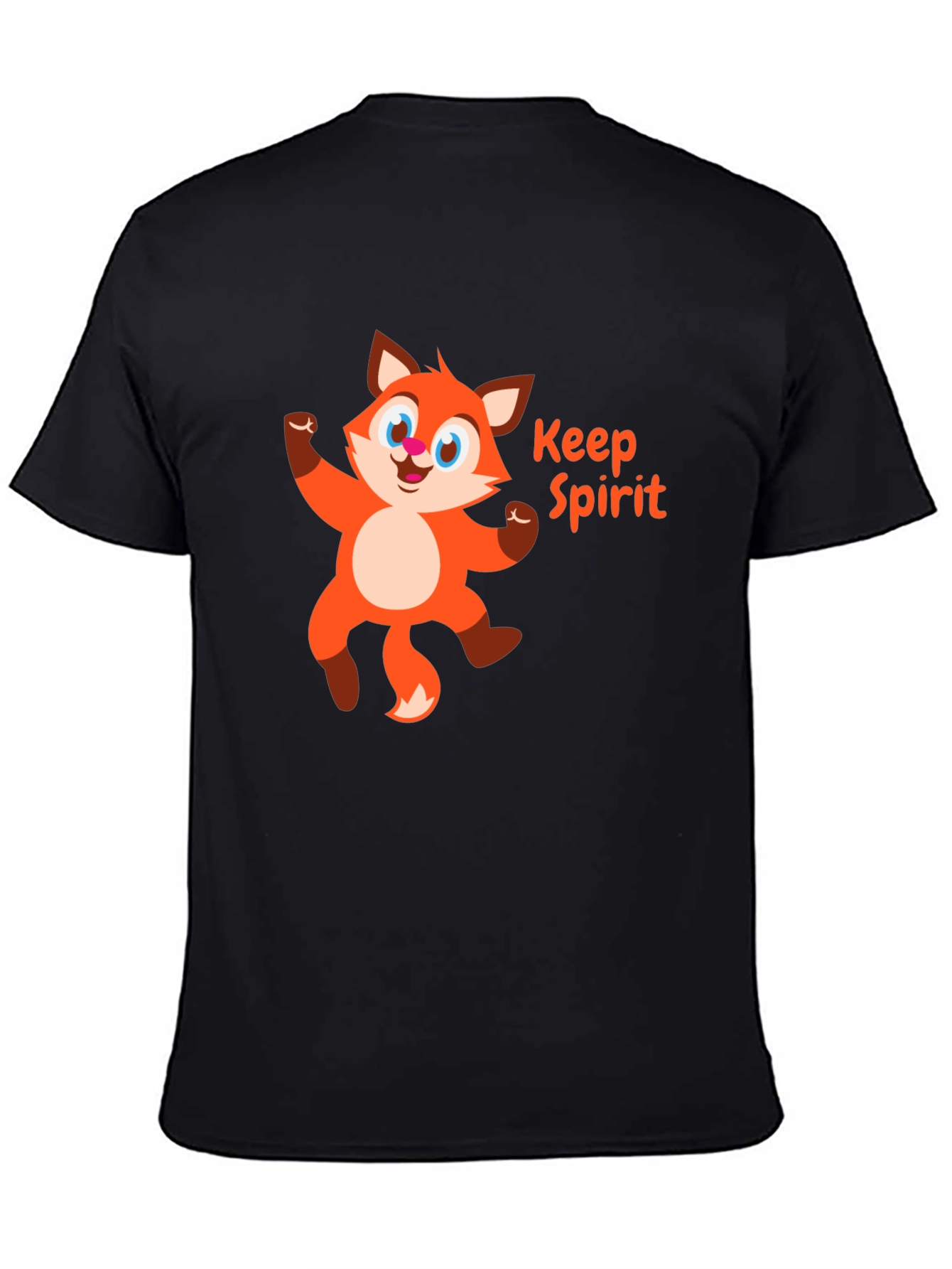 Keep Spirit Fox Cartoon Black T-Shirt