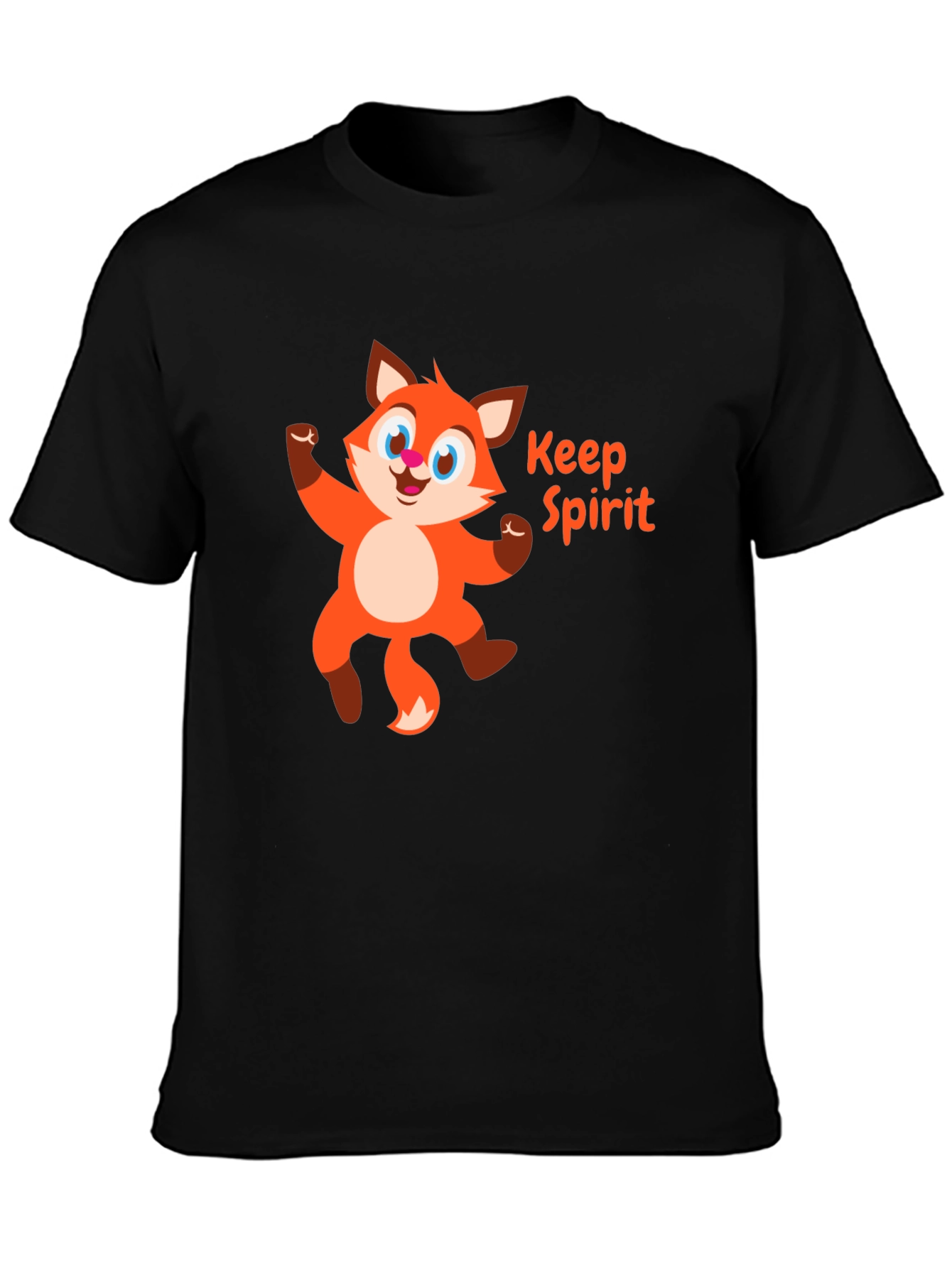 Keep Spirit Fox Cartoon Black T-Shirt
