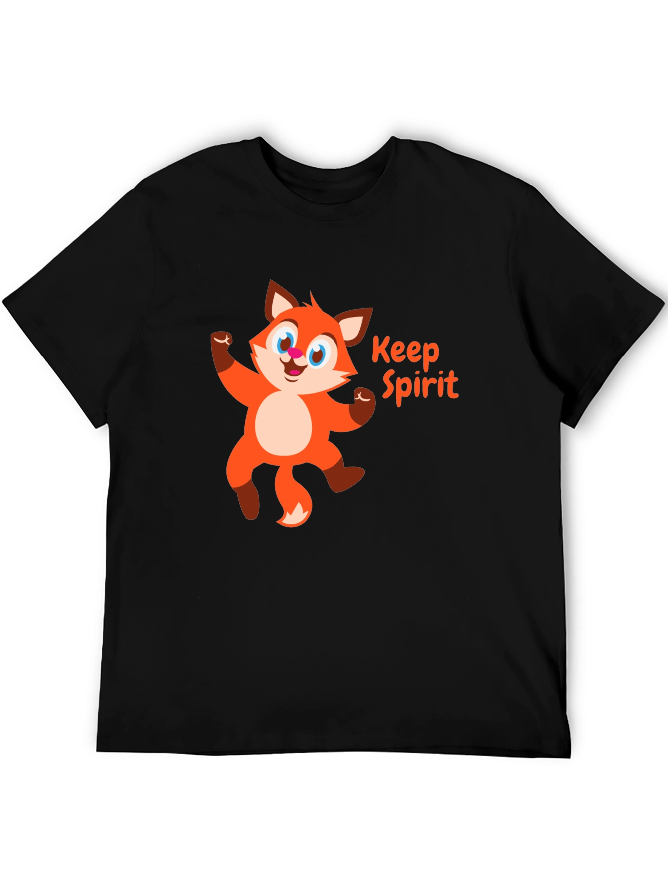 Keep Spirit Fox Cartoon Black T-Shirt