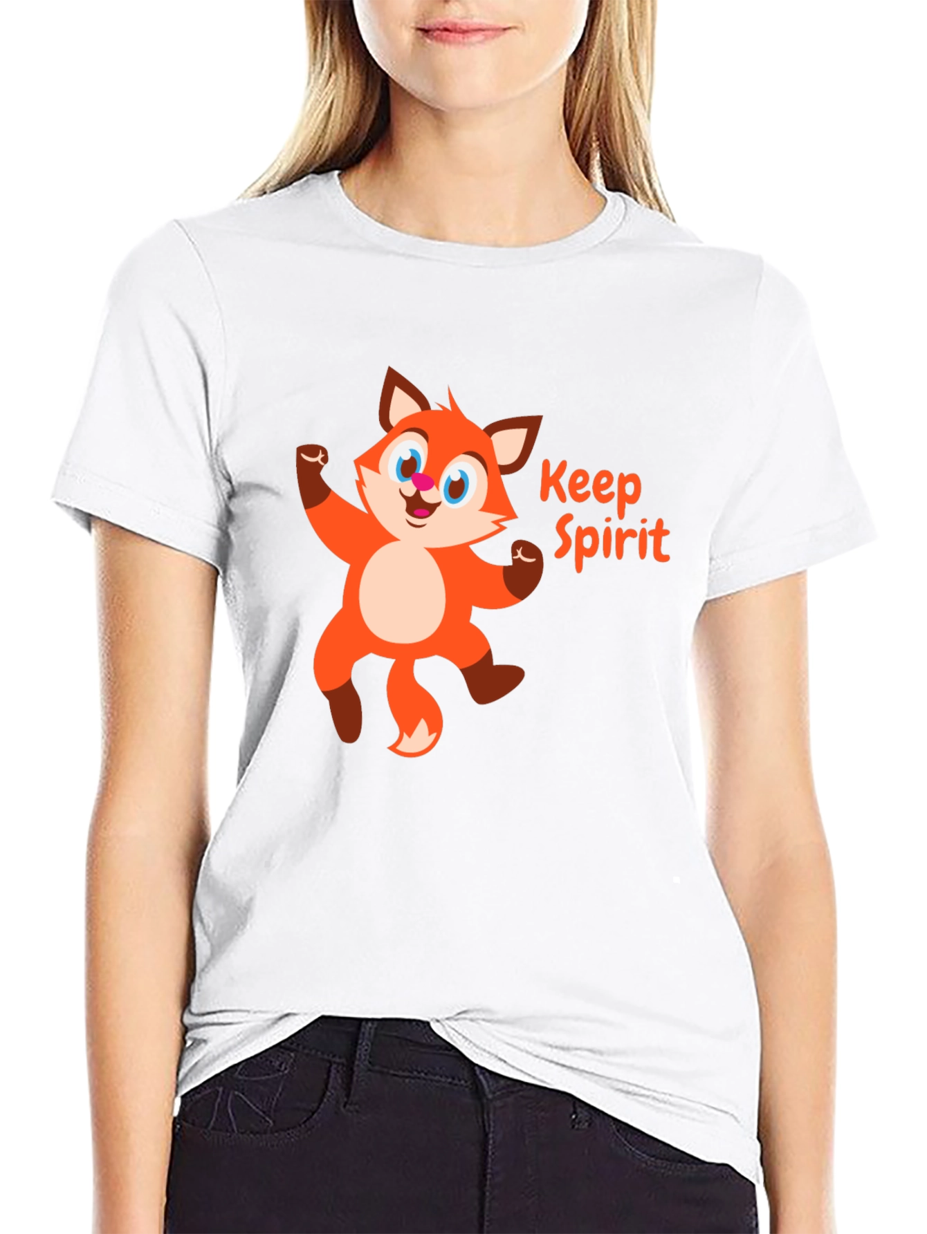 Keep Spirit Fox Cartoon Black T-Shirt