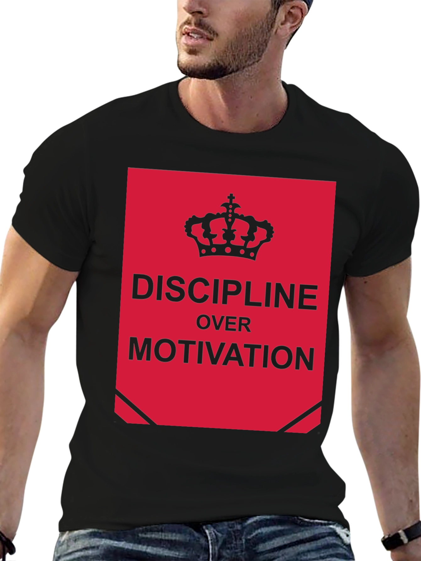 Discipline Over Motivation Graphic Tee - Black