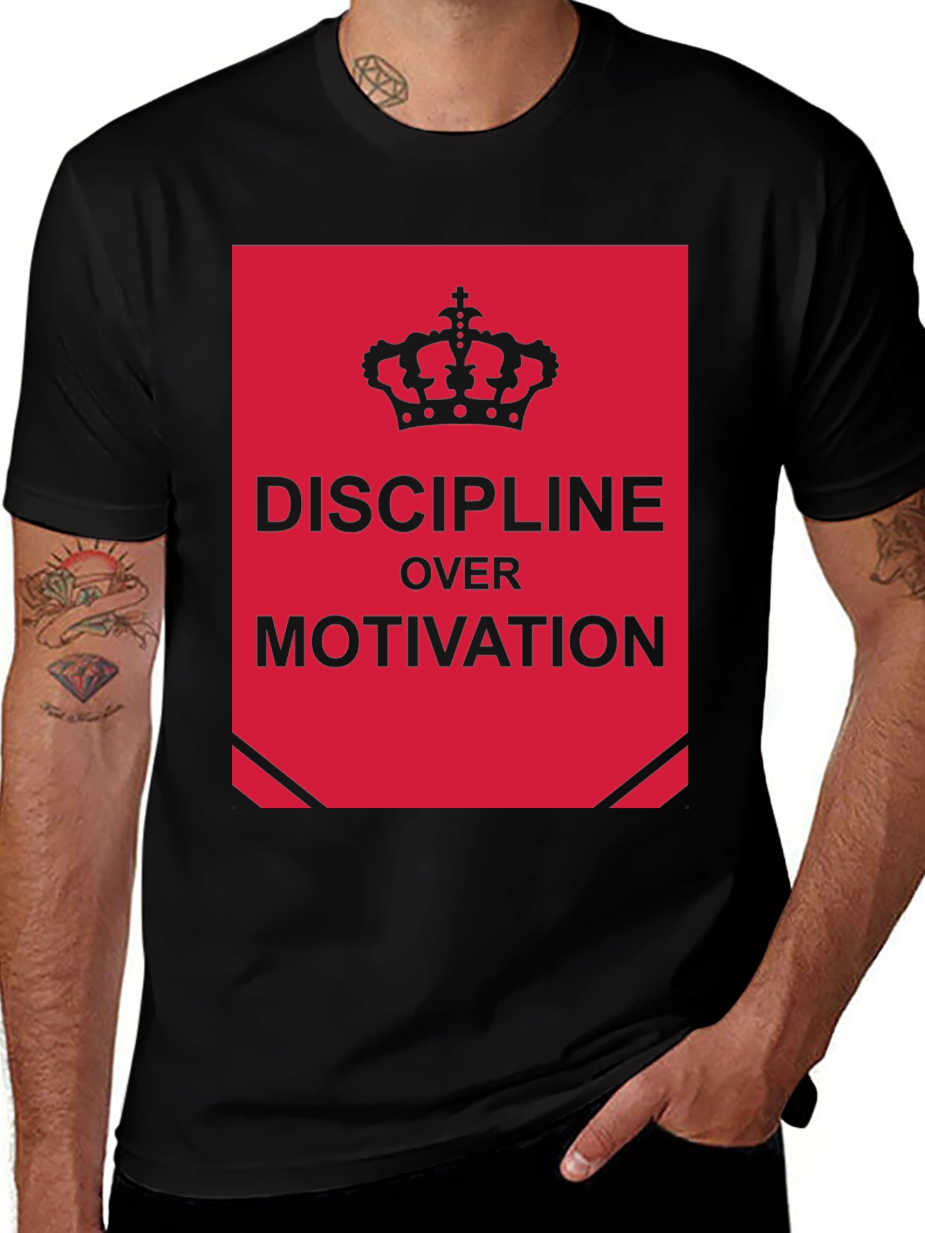 Discipline Over Motivation Graphic Tee - Black
