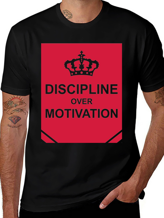 Discipline Over Motivation Graphic Tee - Black