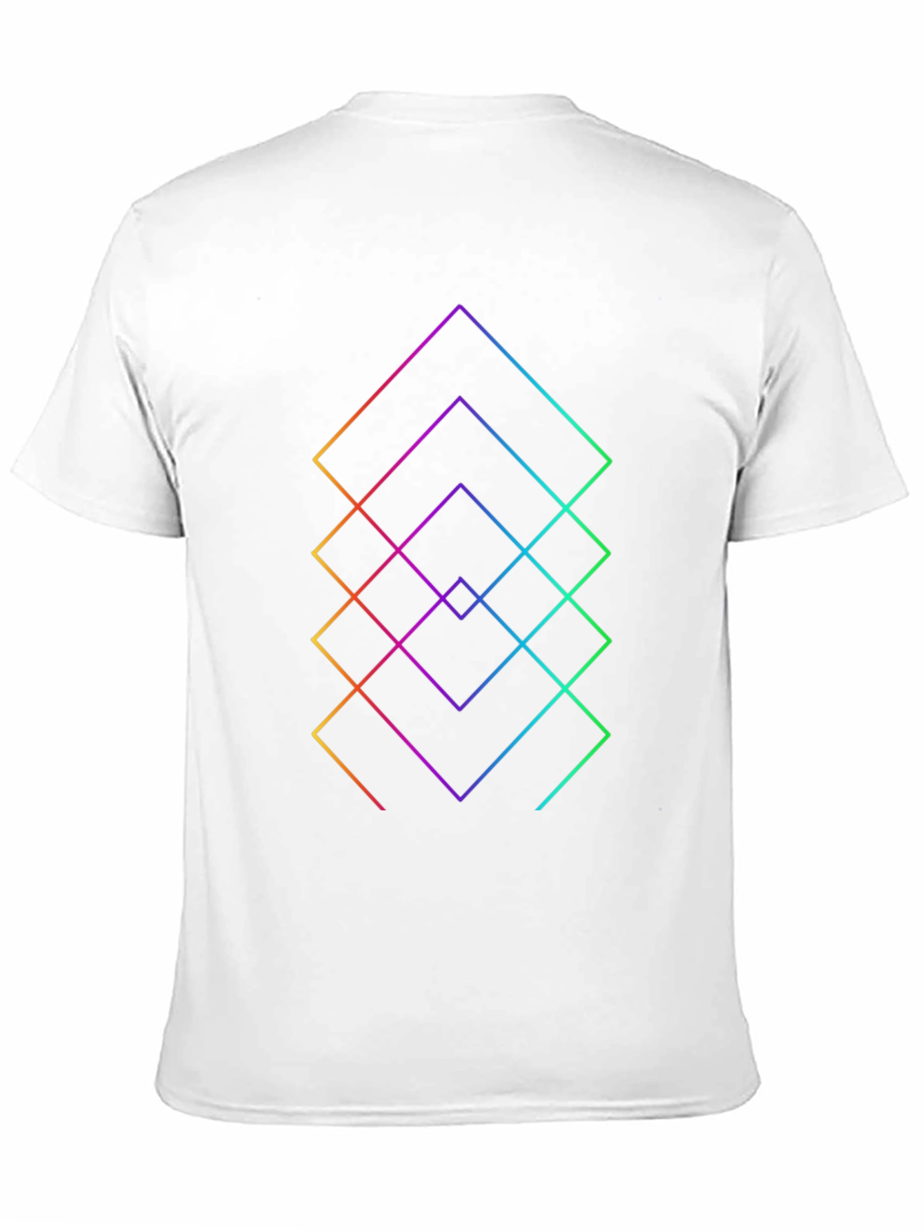 Geometric Rainbow Squares Black T-Shirt