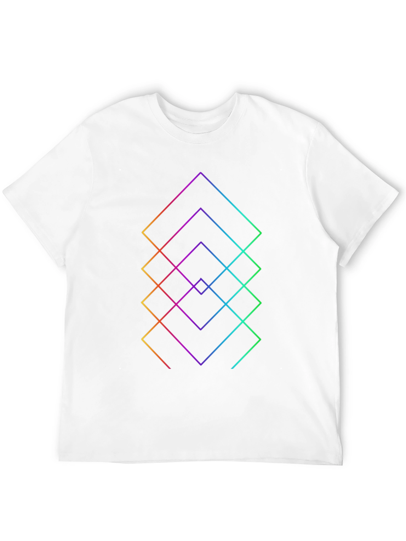 Geometric Rainbow Squares Black T-Shirt
