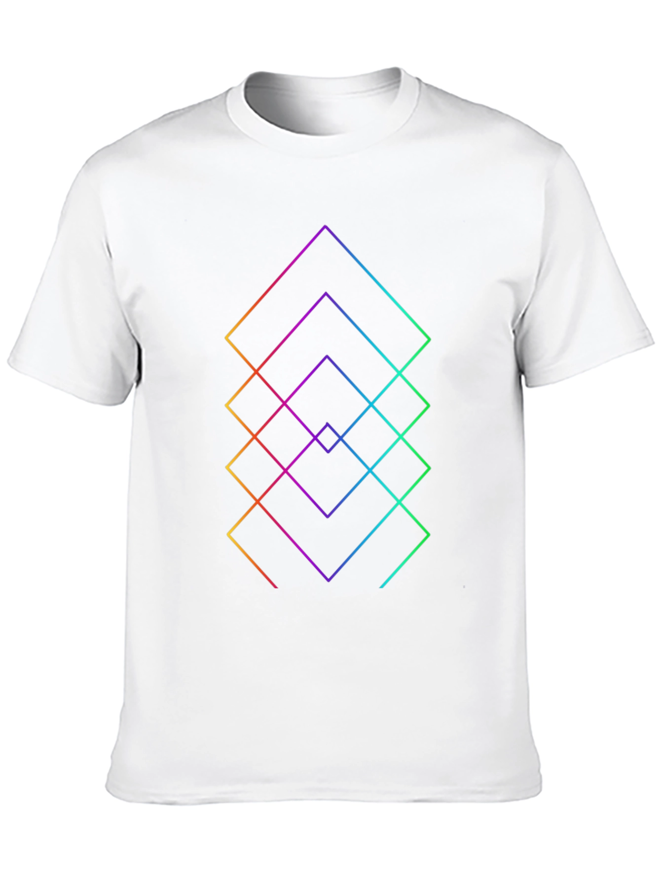 Geometric Rainbow Squares Black T-Shirt