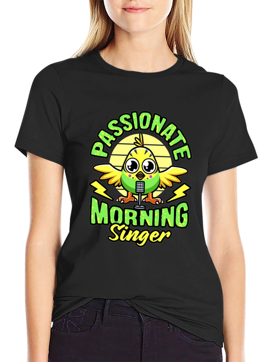 Passionate Morning Singer Bird Graphic T-Shirt
