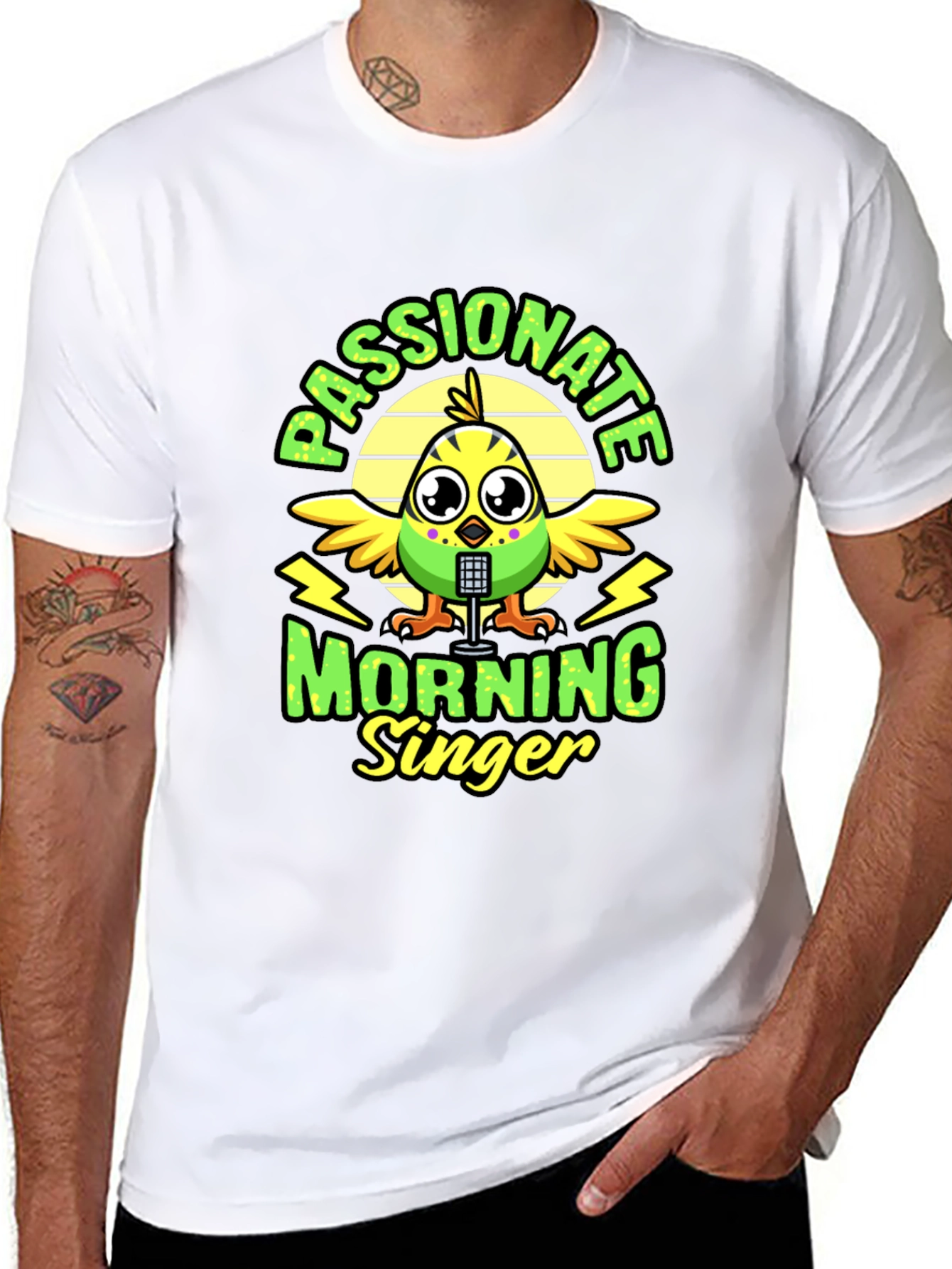 Passionate Morning Singer Bird Graphic T-Shirt