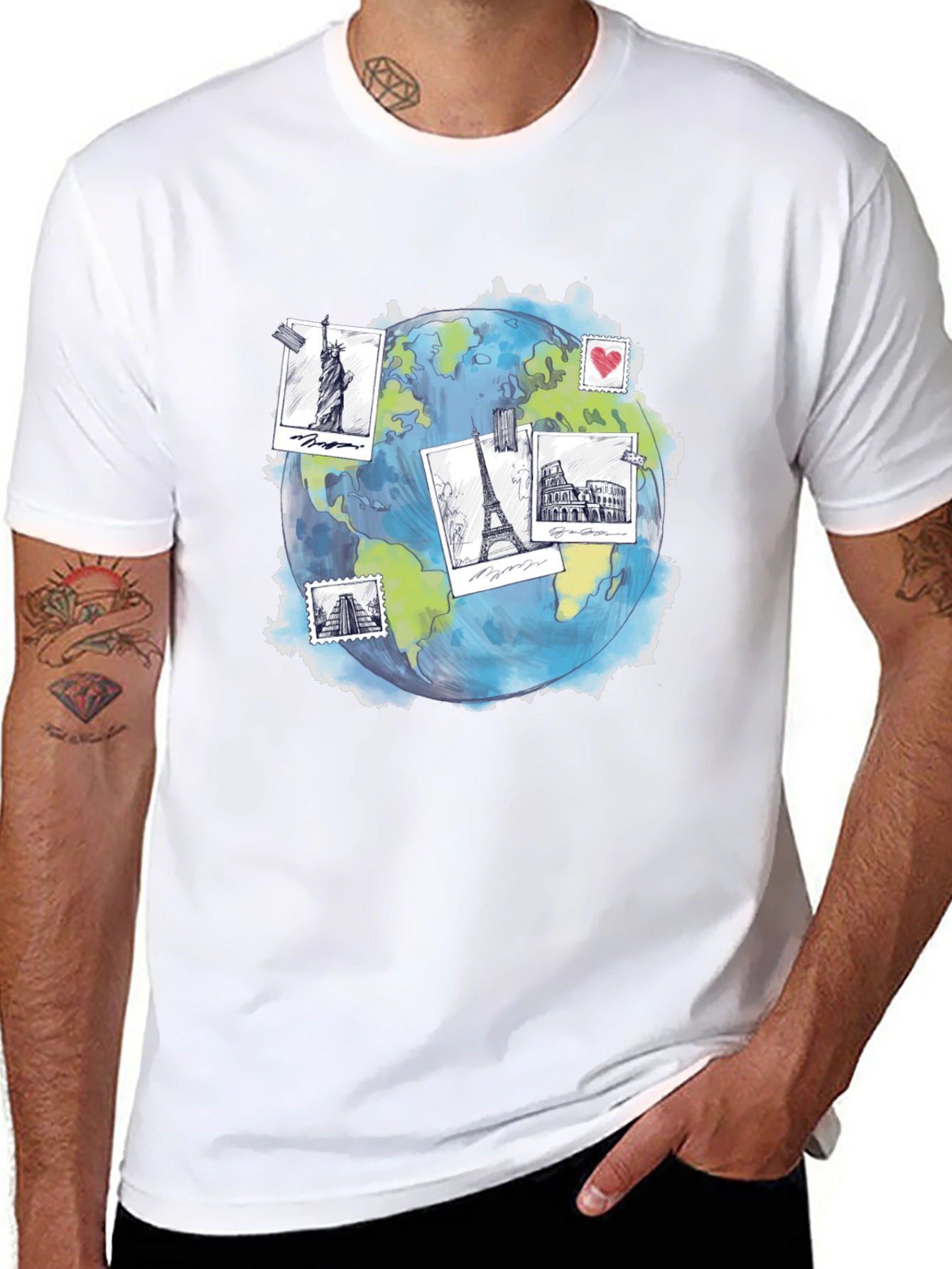 Travel Globe Graphic T-Shirt - Stylish Black Tee