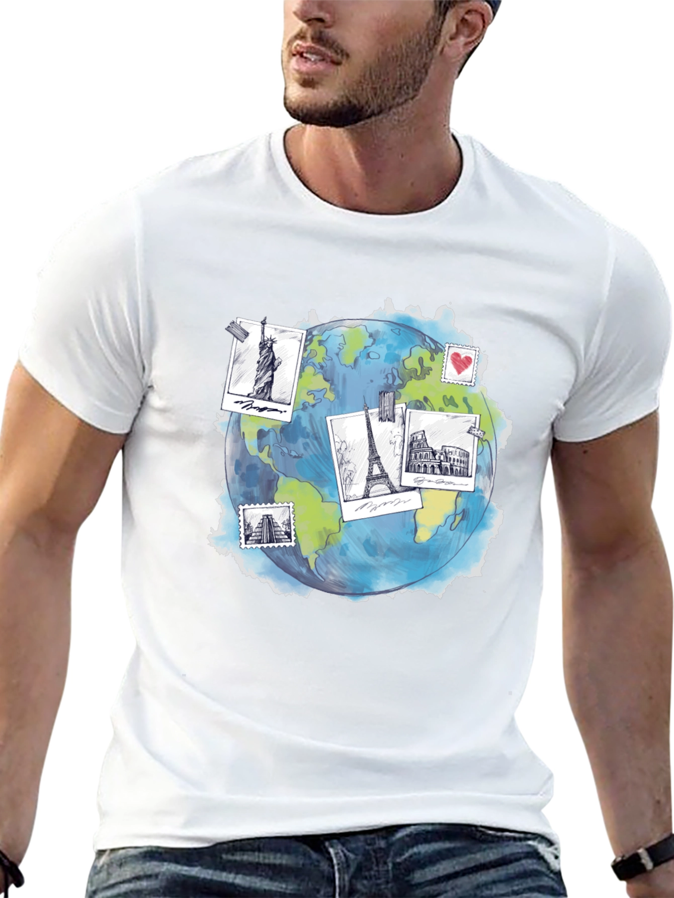Travel Globe Graphic T-Shirt - Stylish Black Tee